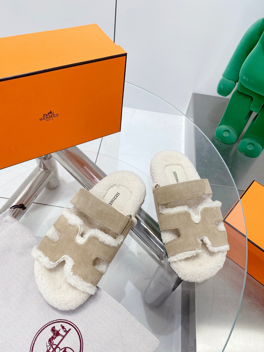 Hermes teddy fur uncle shoes