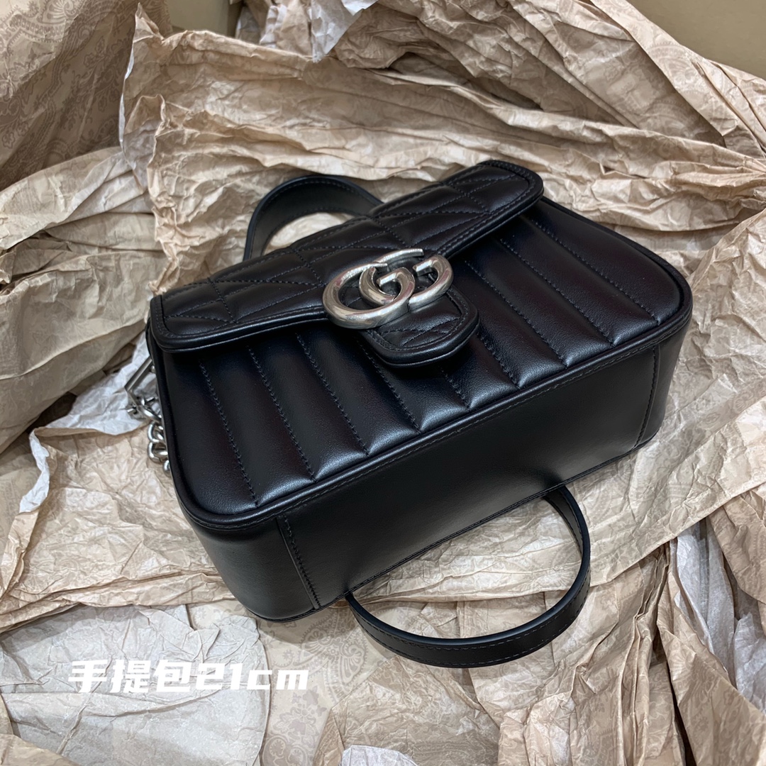 GUCCI marmont marmont geometric series (handbag black 21cm)# 583571