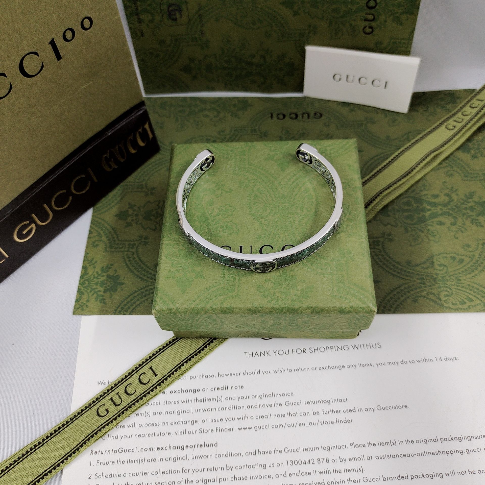 𝐆𝐮𝐜𝐜𝐢 Interlocking Light Sapphire Enamel Bracelet