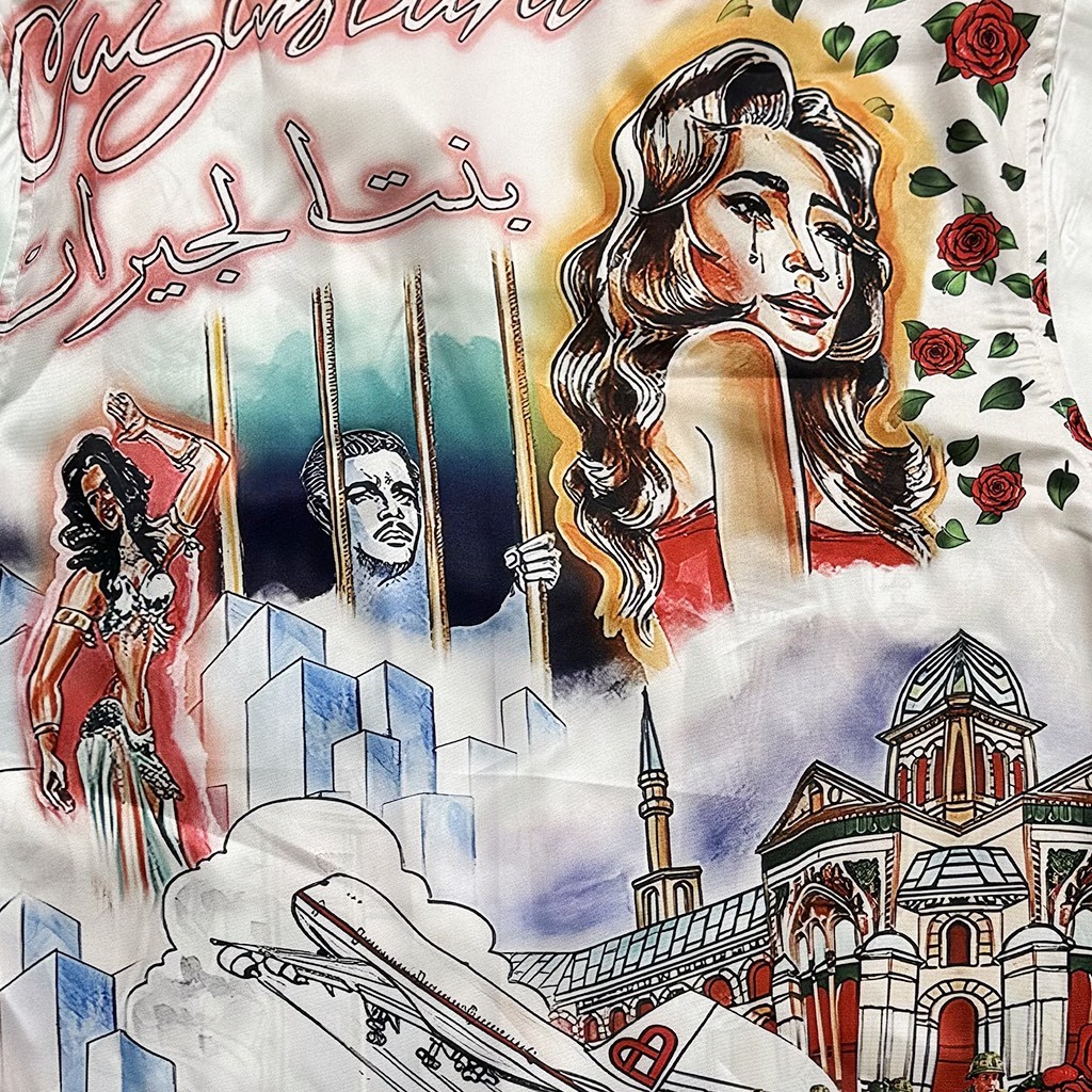 Casablanca Tenni movie theater, Hawaiian short sleeve vacation shirt