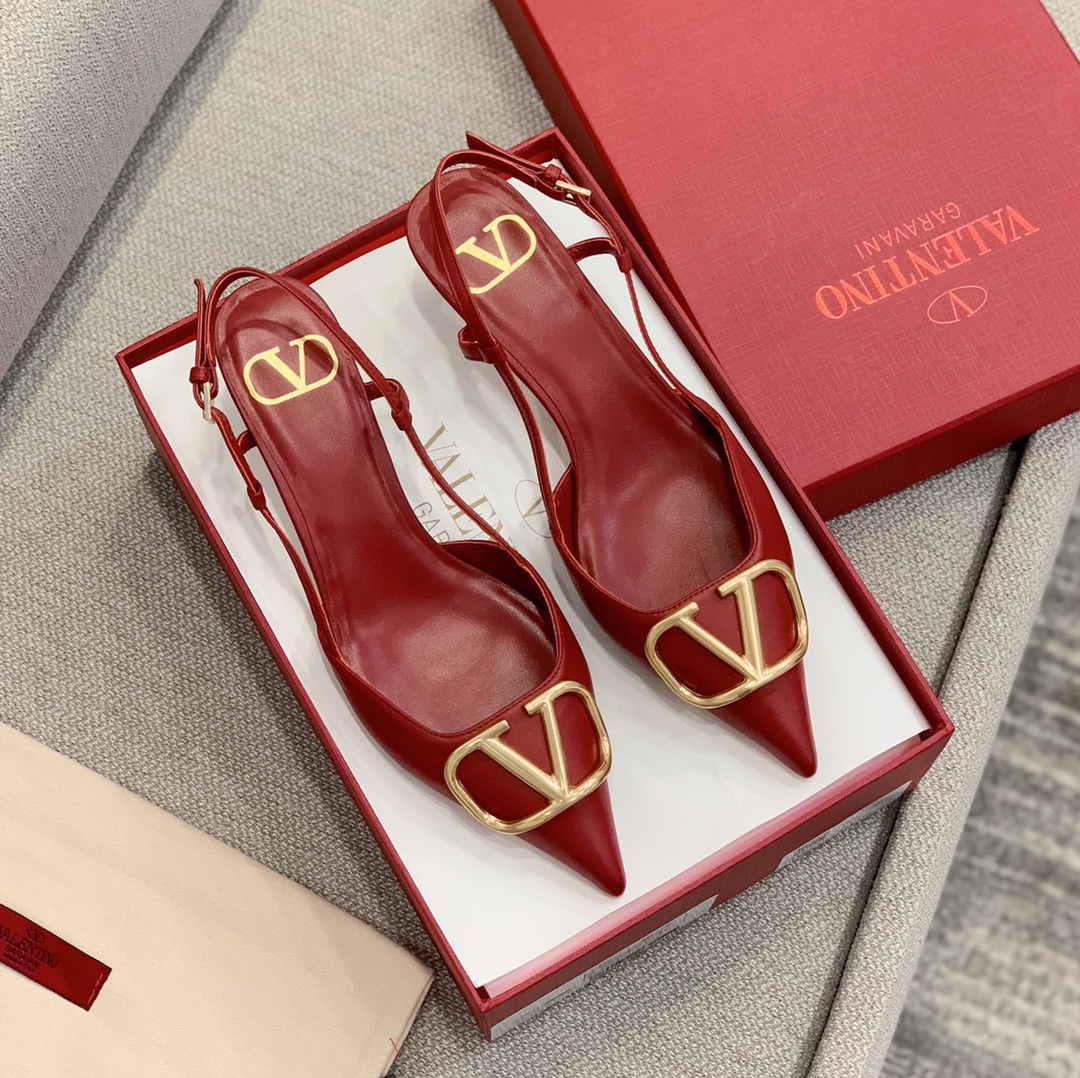 【Valentino】Valentino highest version of kitten heel sandals custom original top calfskin