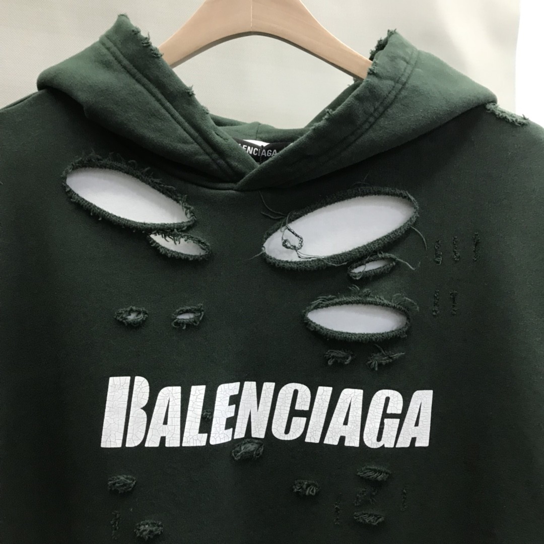 Balenciaga ripped double layer hoodie