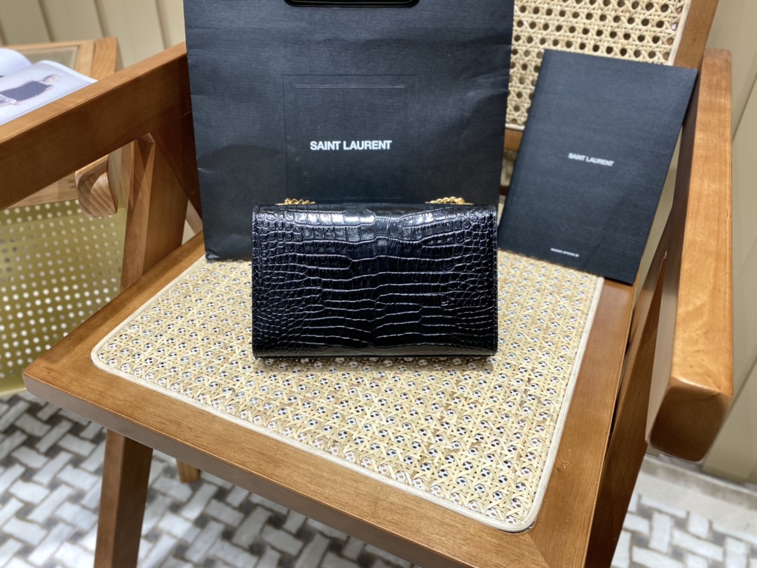 SAINT LAURENT #𝐊𝐚𝐭𝐞 20𝐜𝐦#474366 Original crocodile leather
