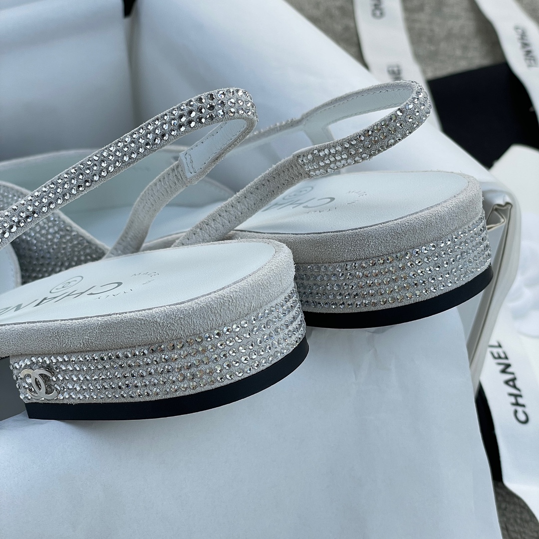 CHANEL classic sling back back hollow sandals Italy high density leather outsole