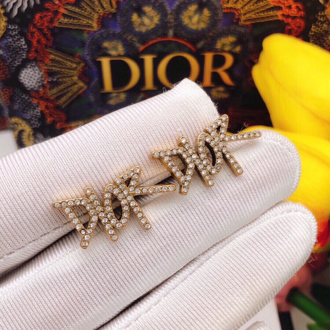 Dior Mini Alphabet Stud Earrings