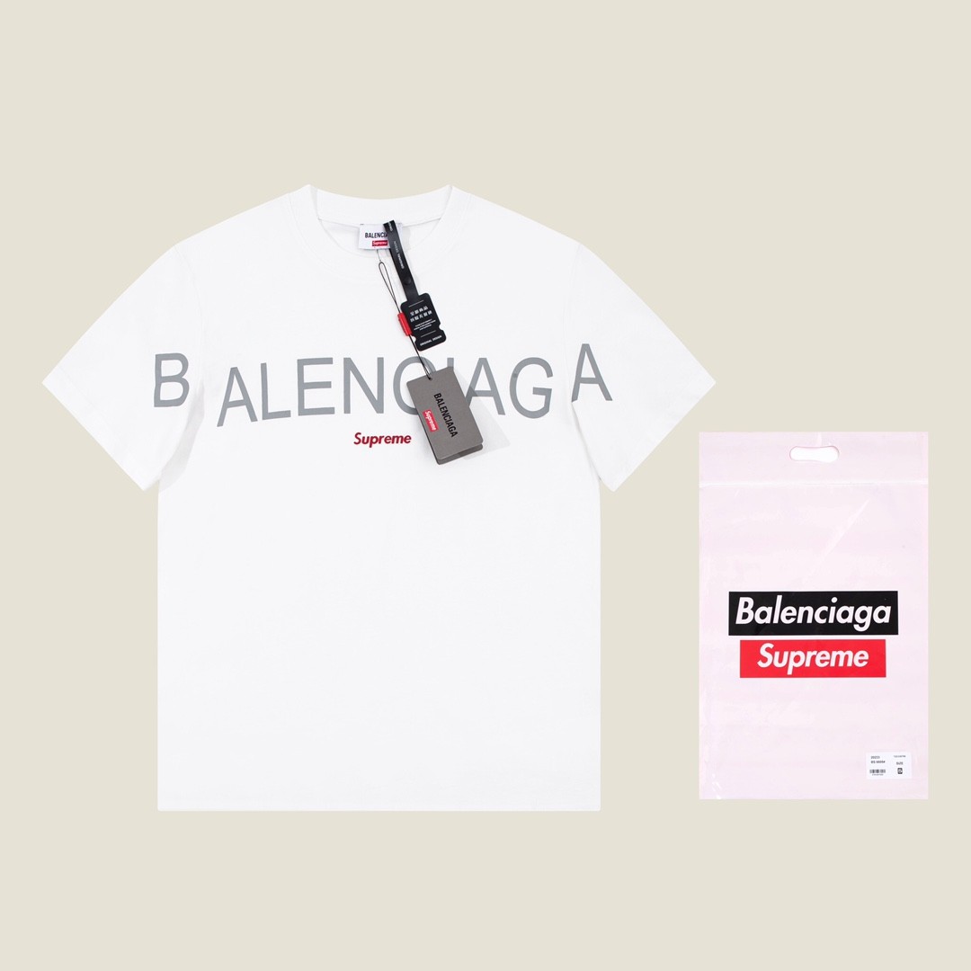 Balenciaga × Supreme 2023 Fall Spring/summer collection simple double LOGOT shirts
