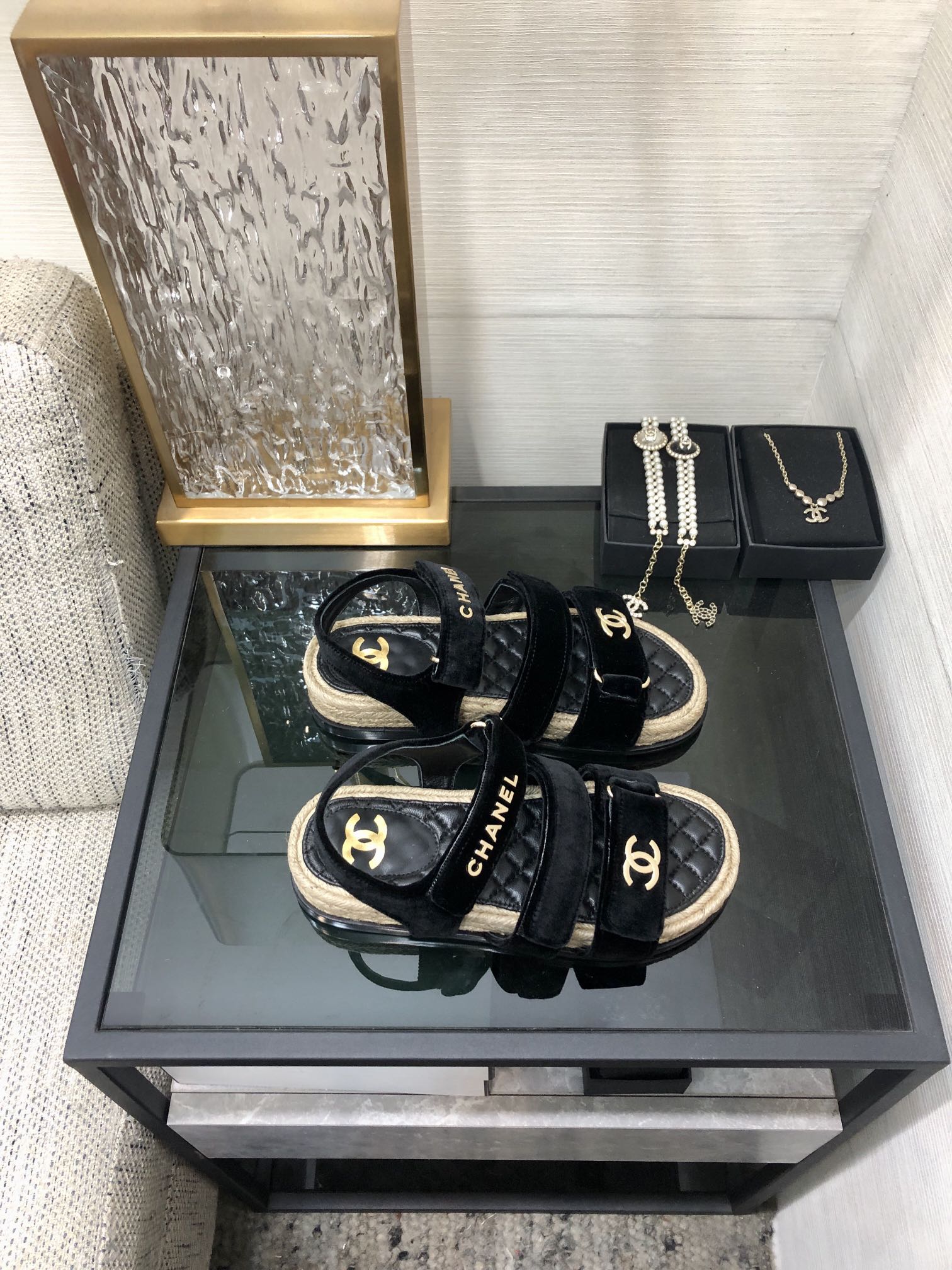 CHANEL 2023 spring and summer latest woven velcro sandals Japan imported woven materials