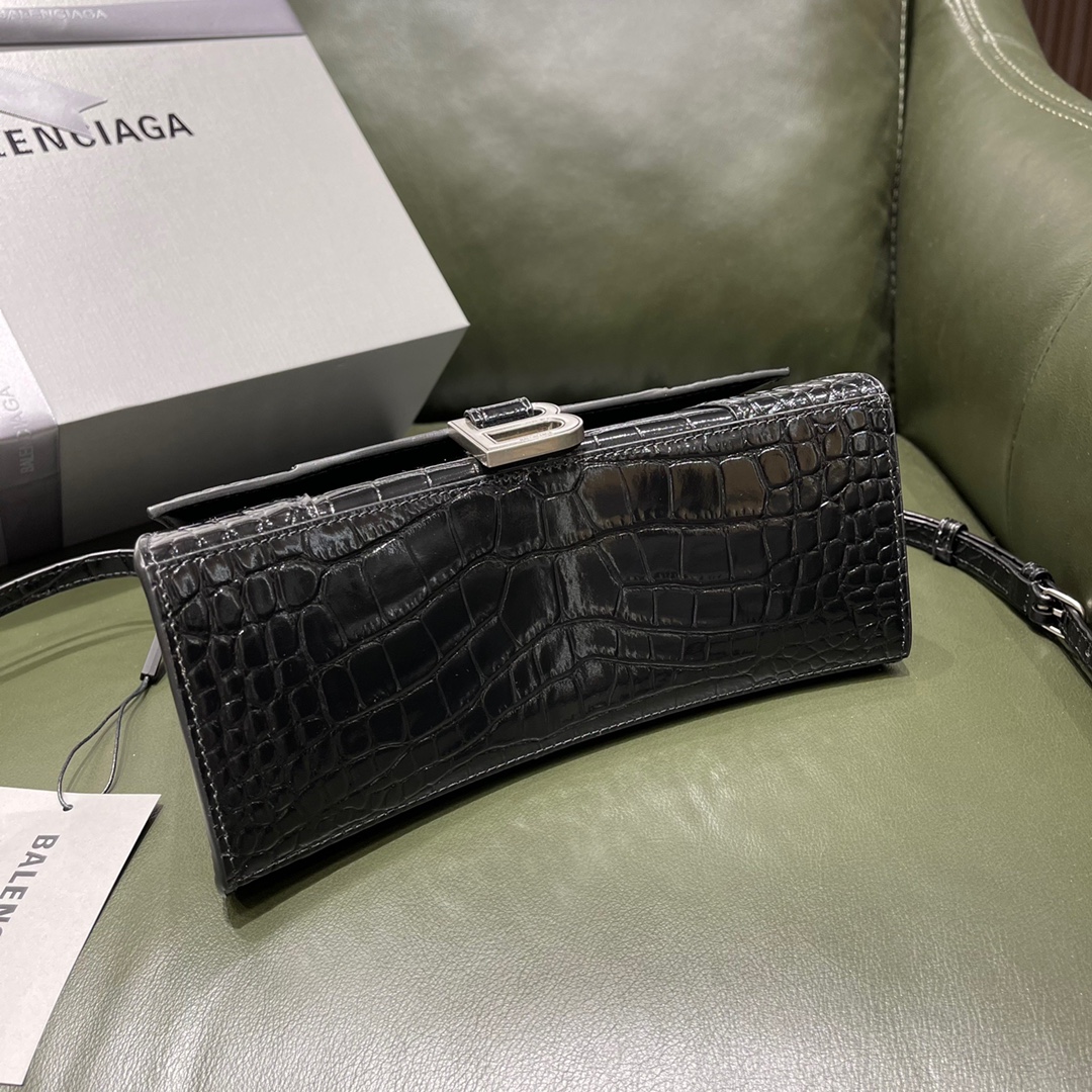 BALENCIAGA 𝐇𝐨𝐮𝐫𝐠𝐥𝐚𝐬𝐬𝐬 𝐒 crocodile-textured cowhide