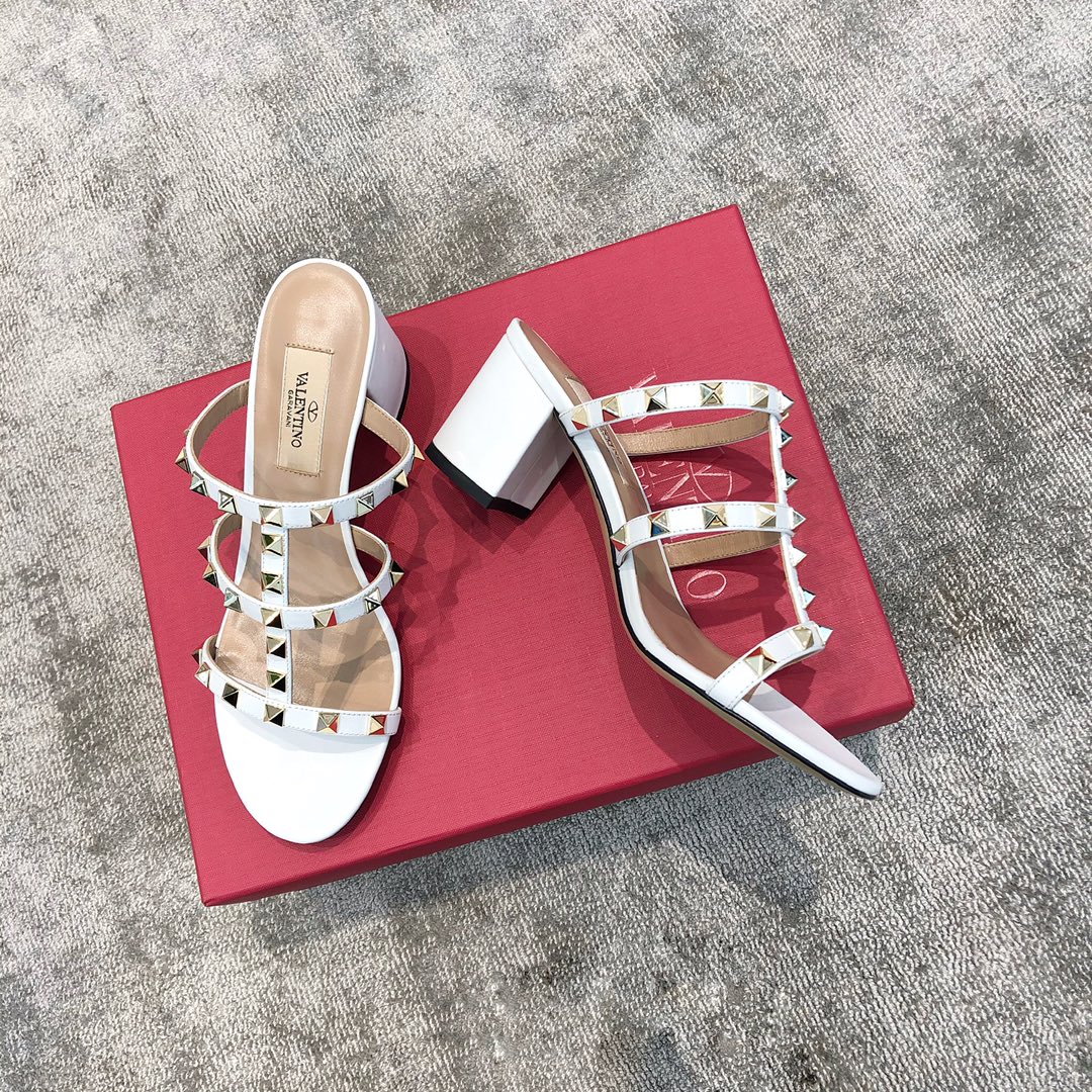 Valentino VT Collection Triple Strap Chunky Heel 6cm White