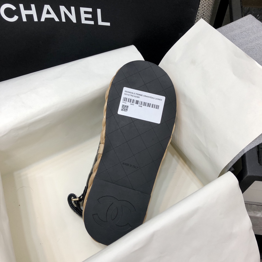 CHANEL 2023 spring and summer latest woven velcro sandals Japan imported woven materials