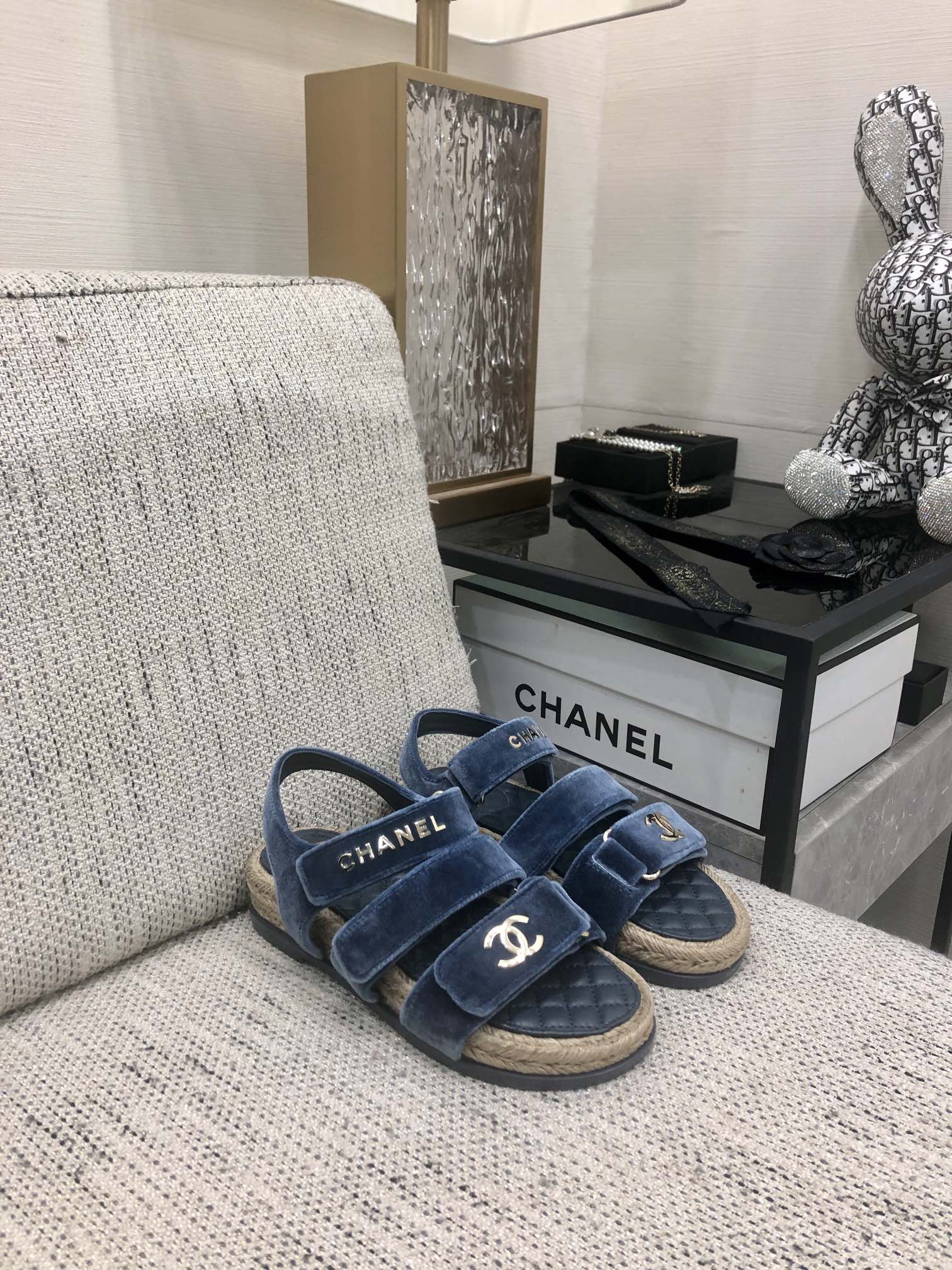 CHANEL 2023 spring and summer latest woven velcro sandals Japan imported woven materials
