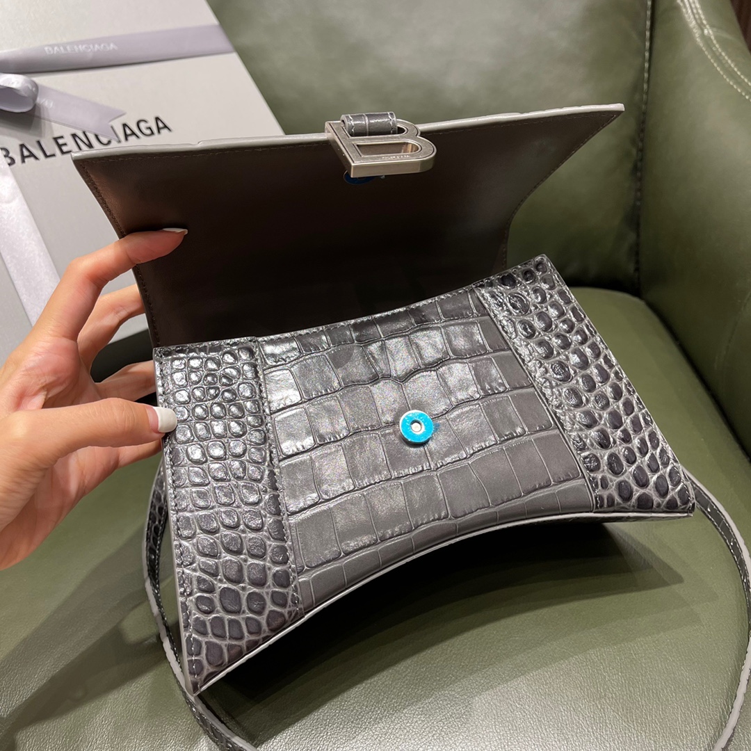 BALENCIAGA 𝐇𝐨𝐮𝐫𝐠𝐥𝐚𝐬𝐬𝐬 𝐒 crocodile-textured cowhide