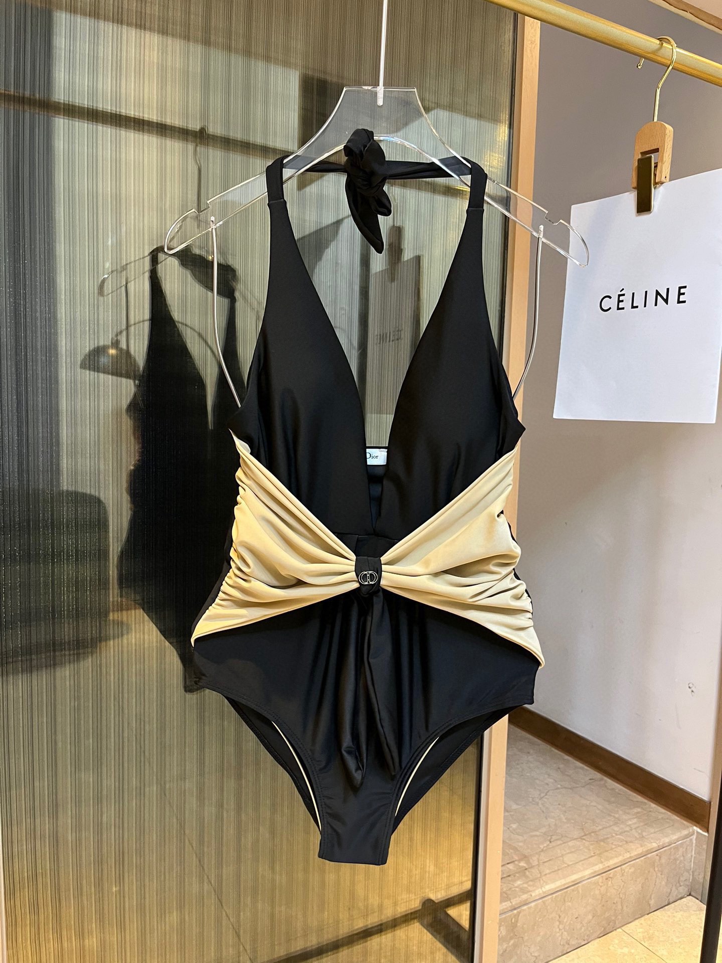 Dior New one-piece swimming costume with hanging neck