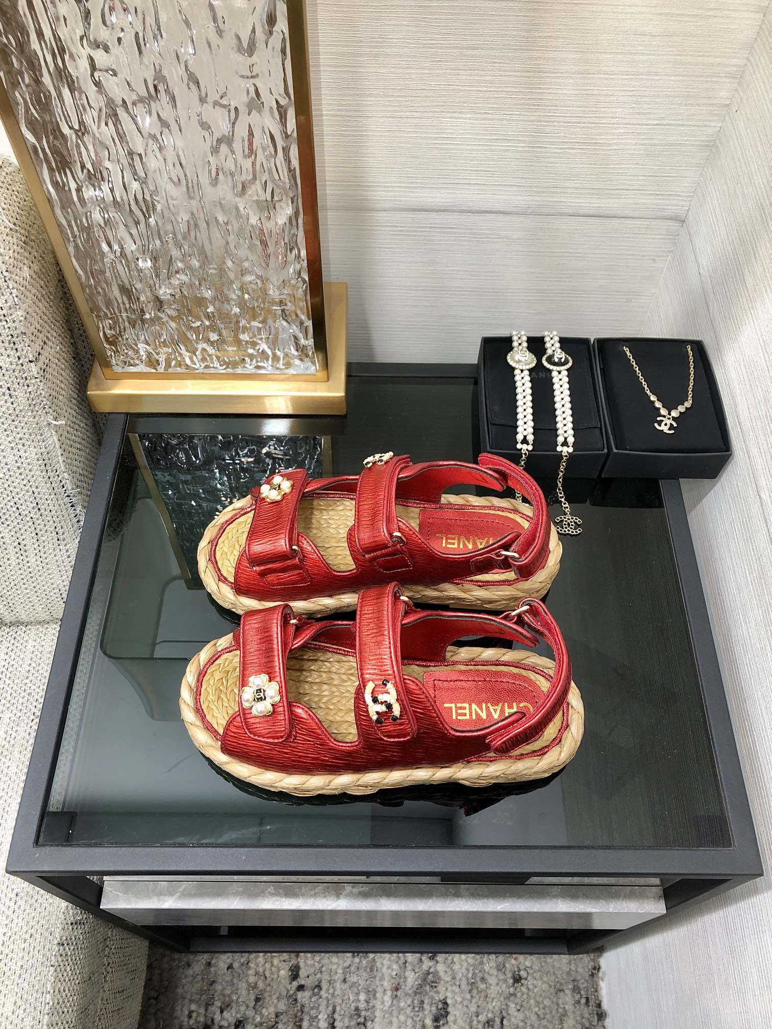 CHANEL 2023 spring and summer latest woven velcro sandals Japan imported woven materials