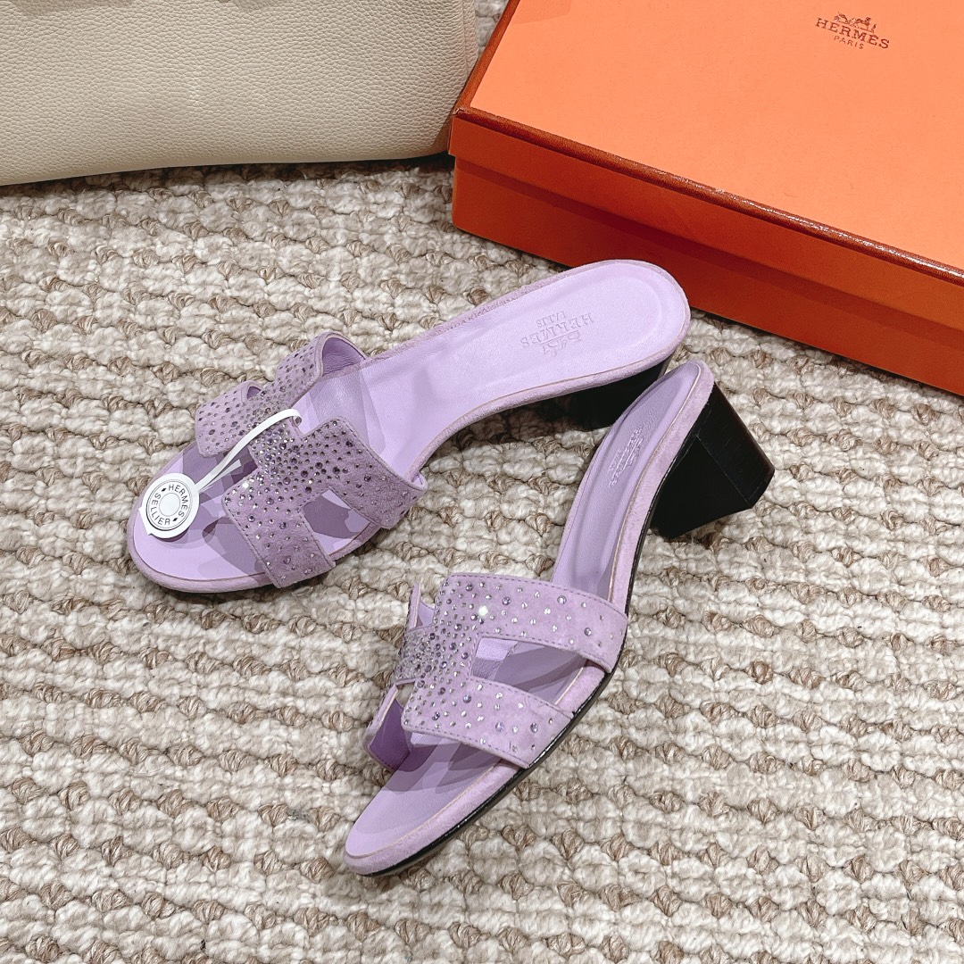 Hermes Oasis diamond face slippers series