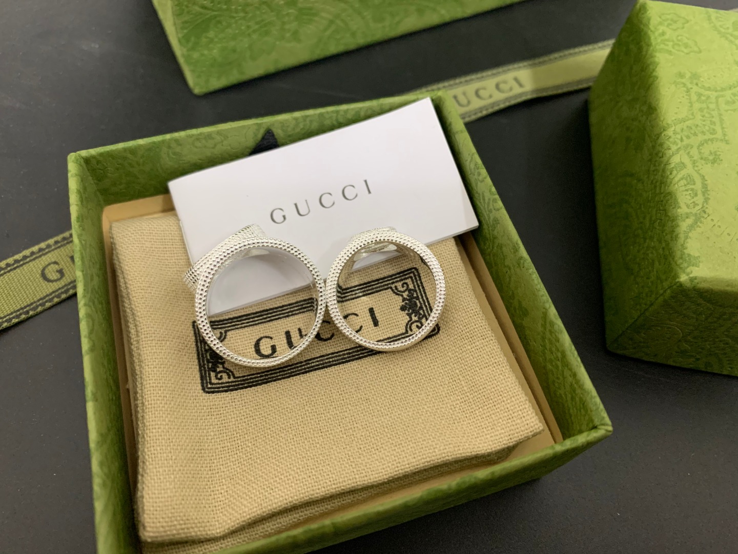 𝐆𝐮𝐜𝐜𝐢 Classic double G pattern couple ring