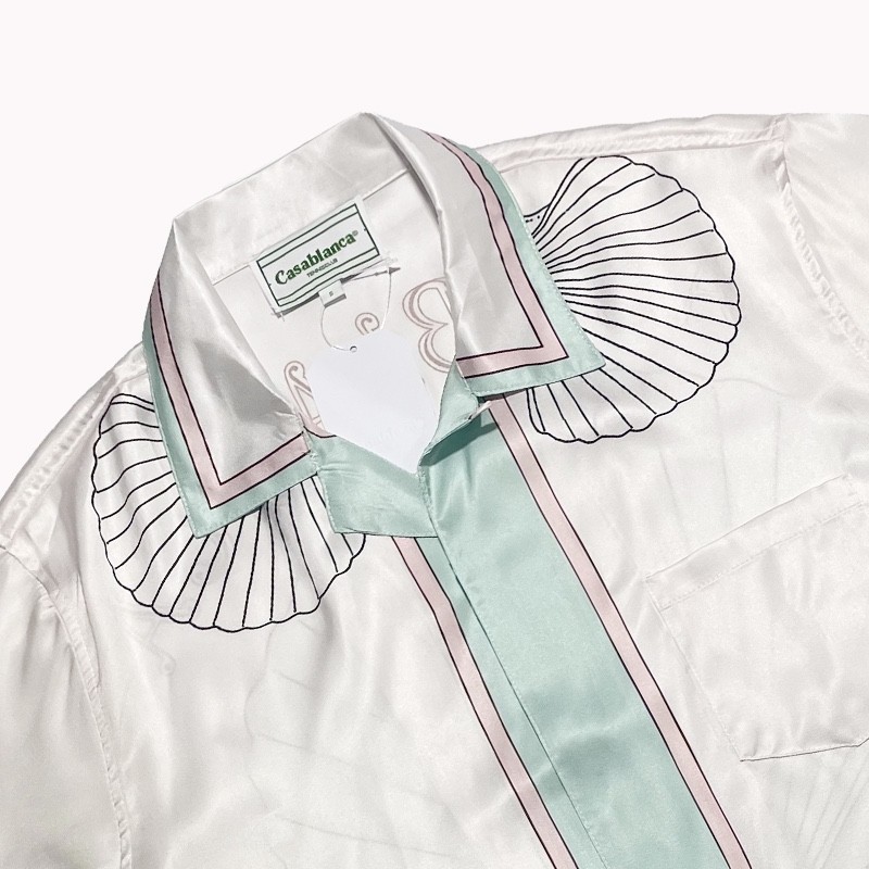 Casablanca 22SS pink shell coral short sleeve shirt