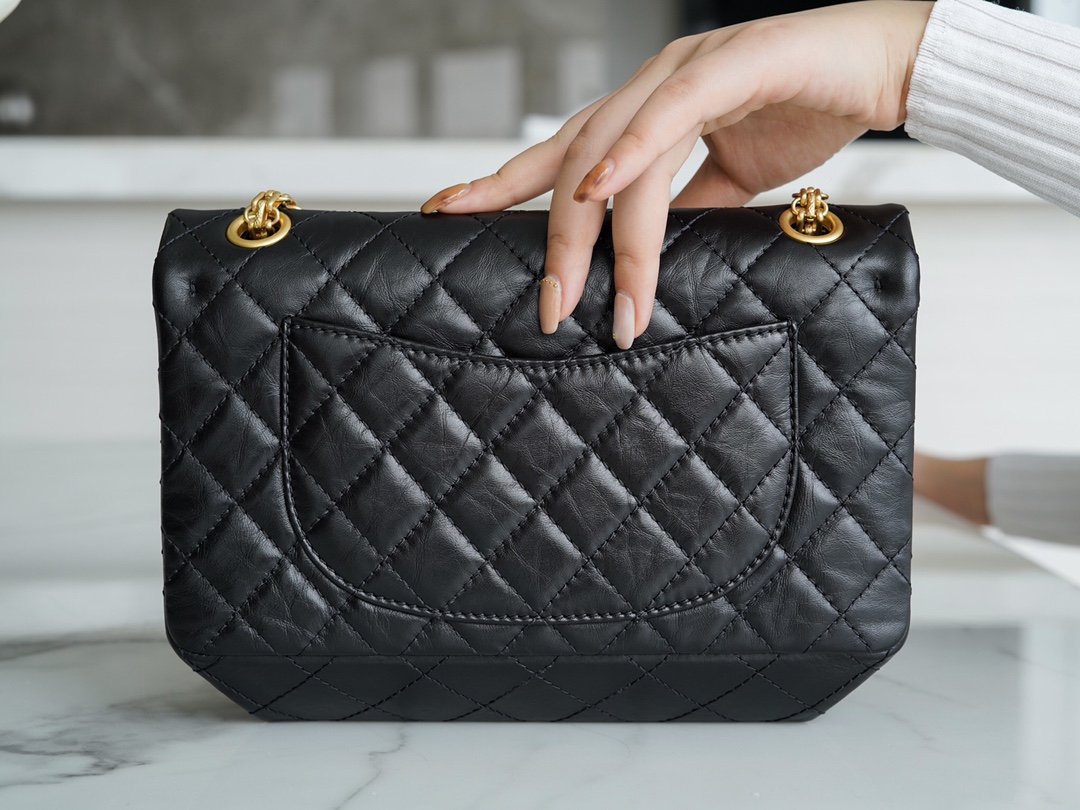 𝗖𝗵𝗮𝗻𝗲𝗹 Replica ❷. ❺❺ Italian [Montebello] Calfskin Small  Black Gold