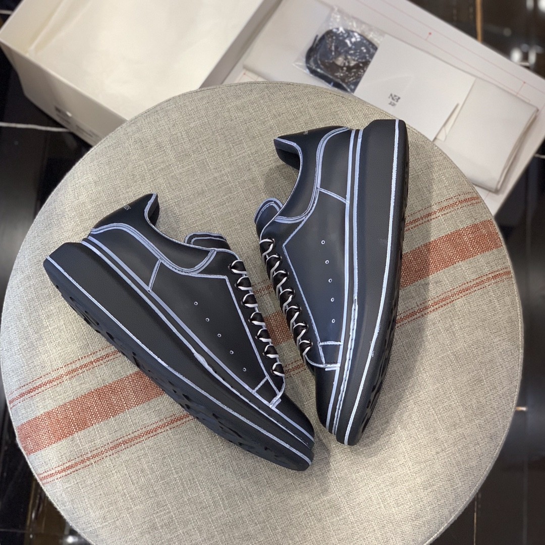 Alexander McQueen MQ All black hand-painted Sneakers