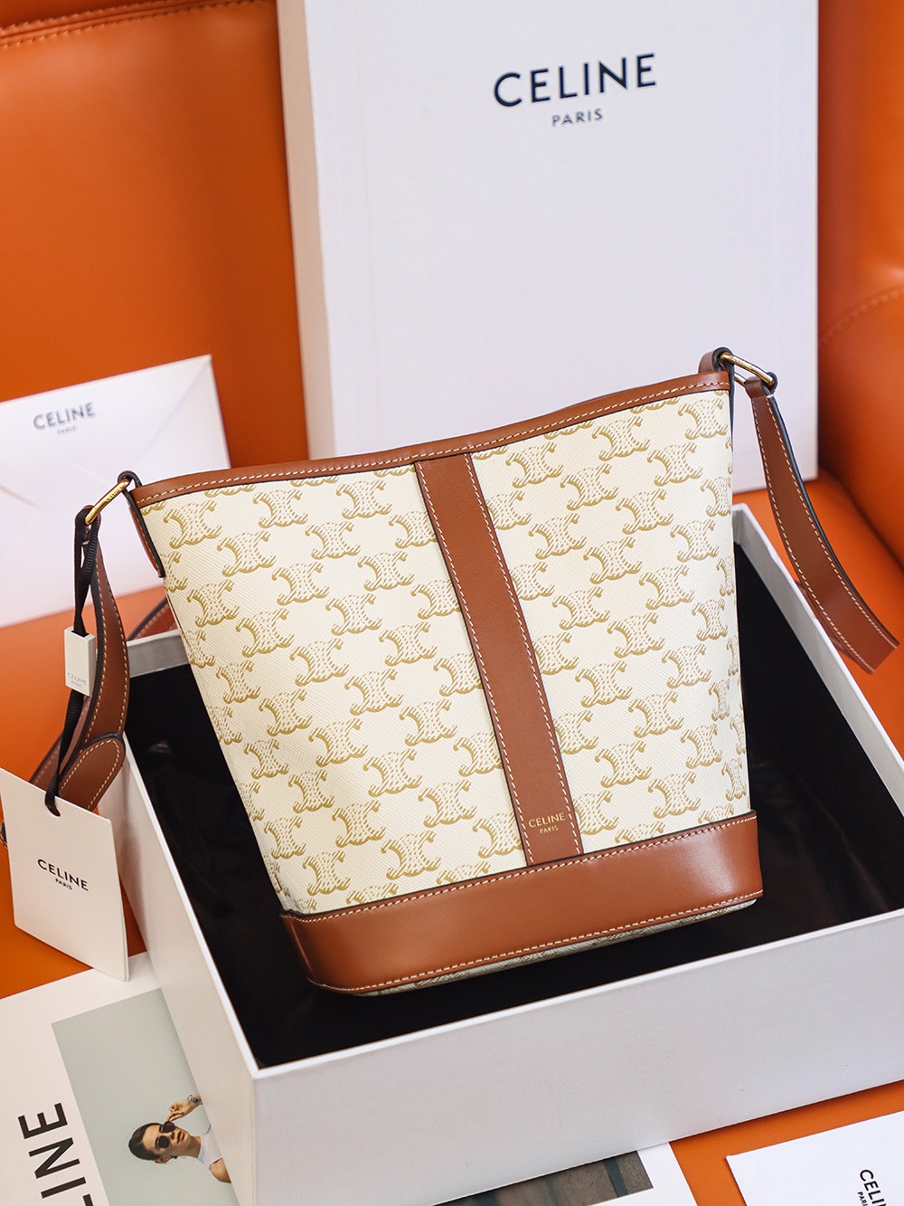 𝐂𝐞𝐥𝐢𝐧𝐞𝐓𝐑𝐈𝐎𝐌𝐏𝐇𝐄 𝐂𝐀𝐍𝐕𝐀𝐒 bucket bag #191442