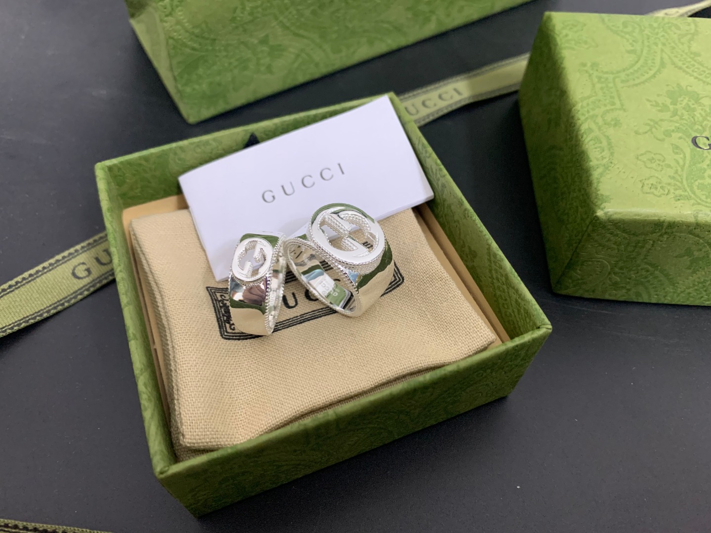 𝐆𝐮𝐜𝐜𝐢 Classic double G pattern couple ring