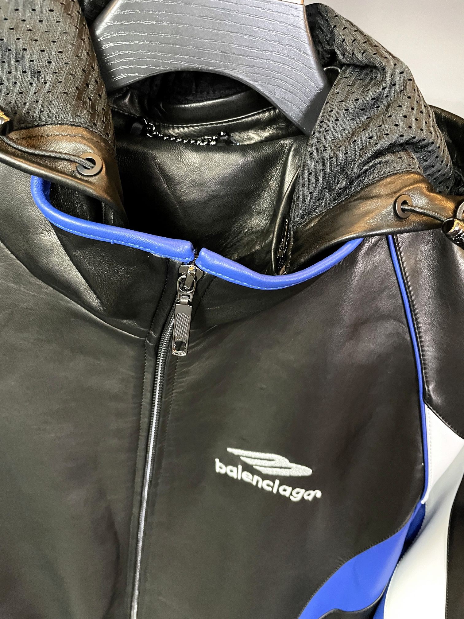 Balenciaga 2023 Hooded Leather Jacket
