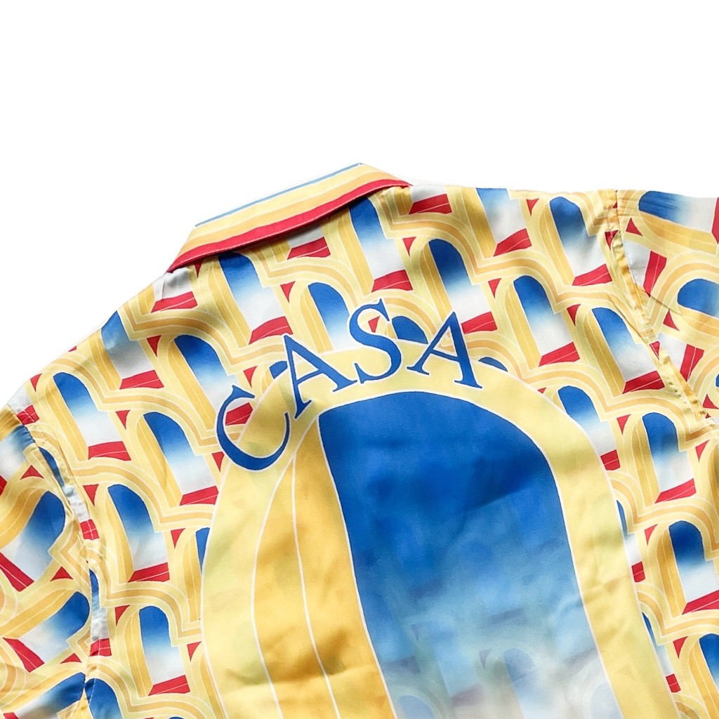 Casablanca Dream Gate, White twill silk short sleeve shirt