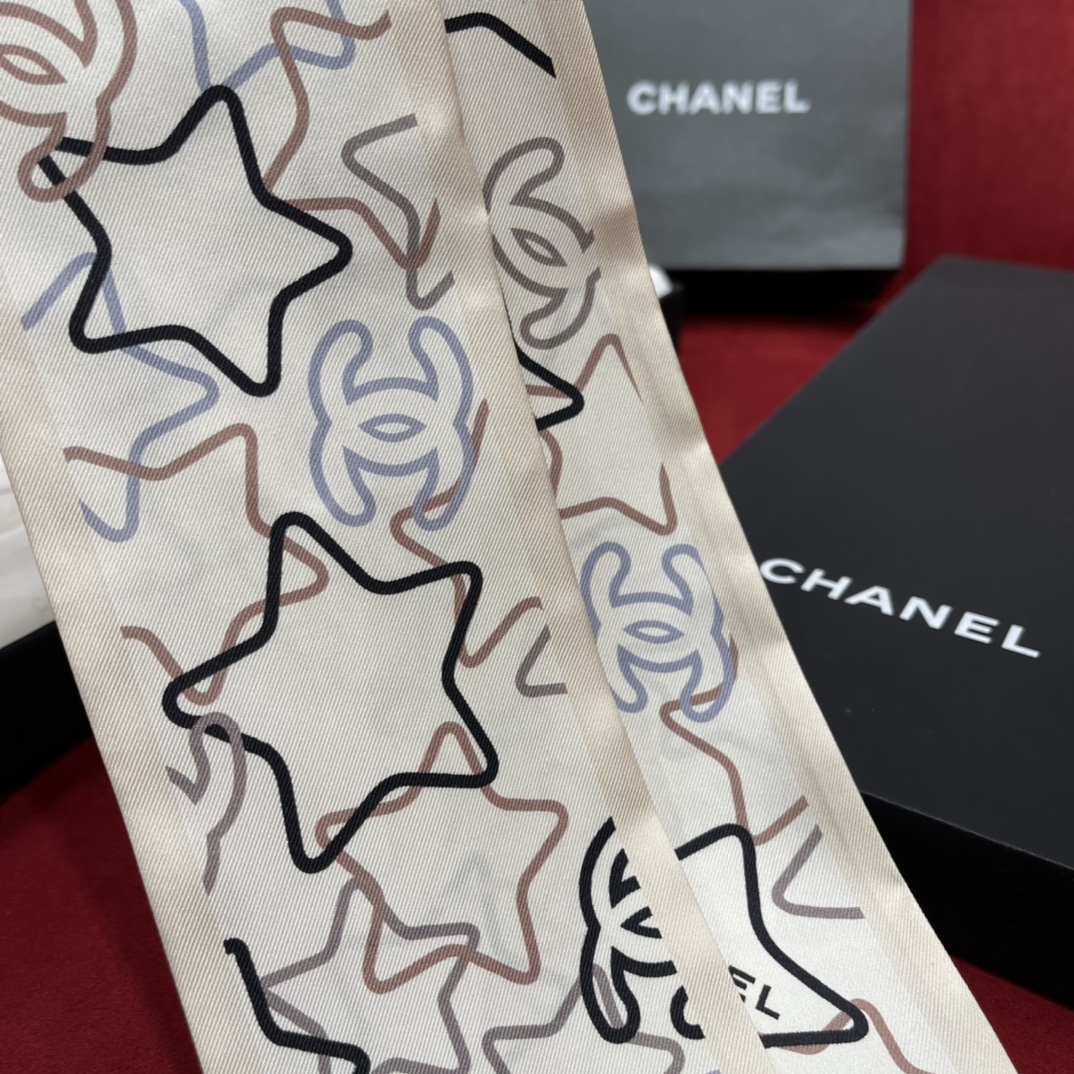 𝐂𝐡𝐚𝐧𝐞𝐥 Ribbon star combination hair tie 100% mulberry silk fabric