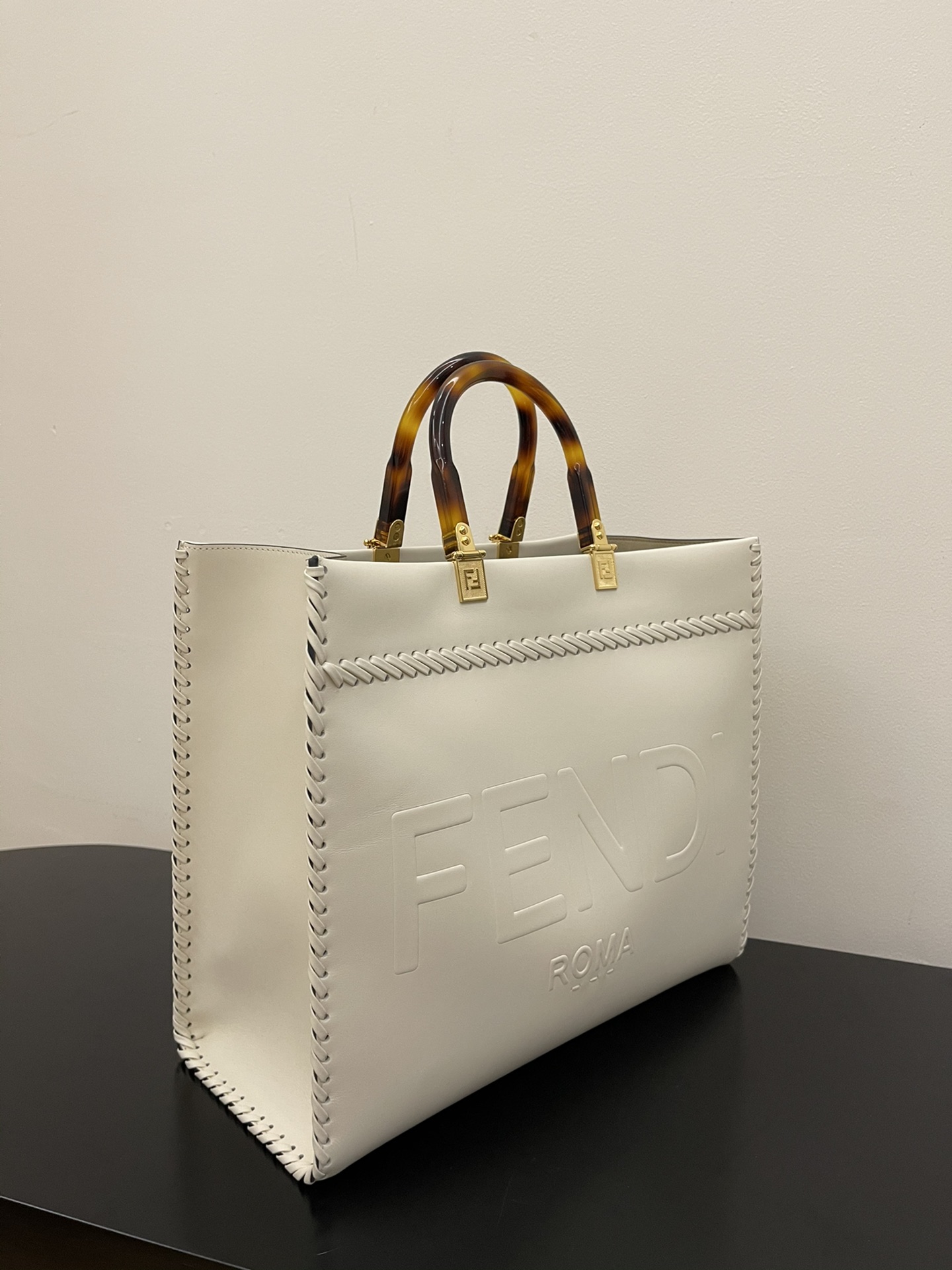 FENDI medium side leather woven 