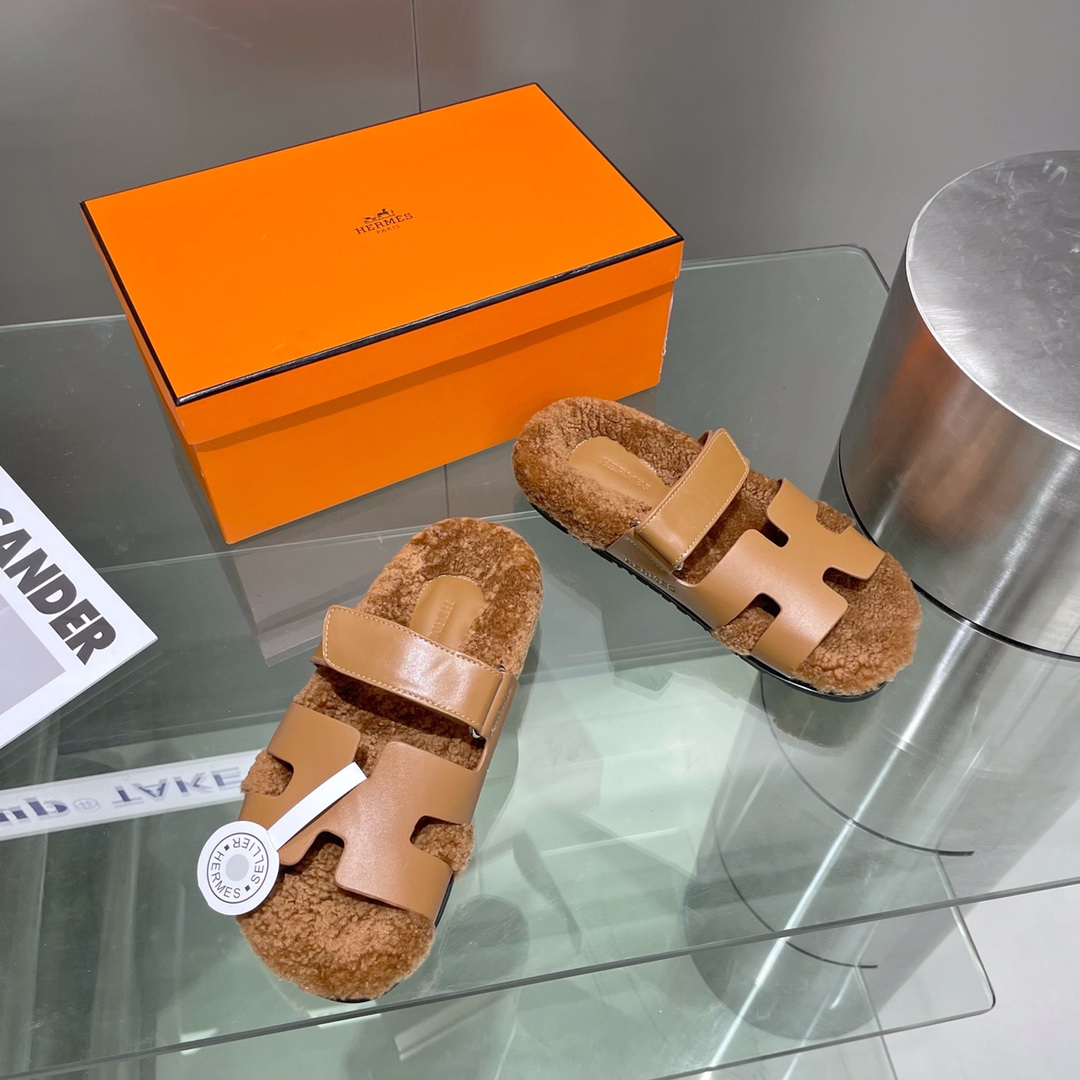 Hermes teddy fur uncle shoes