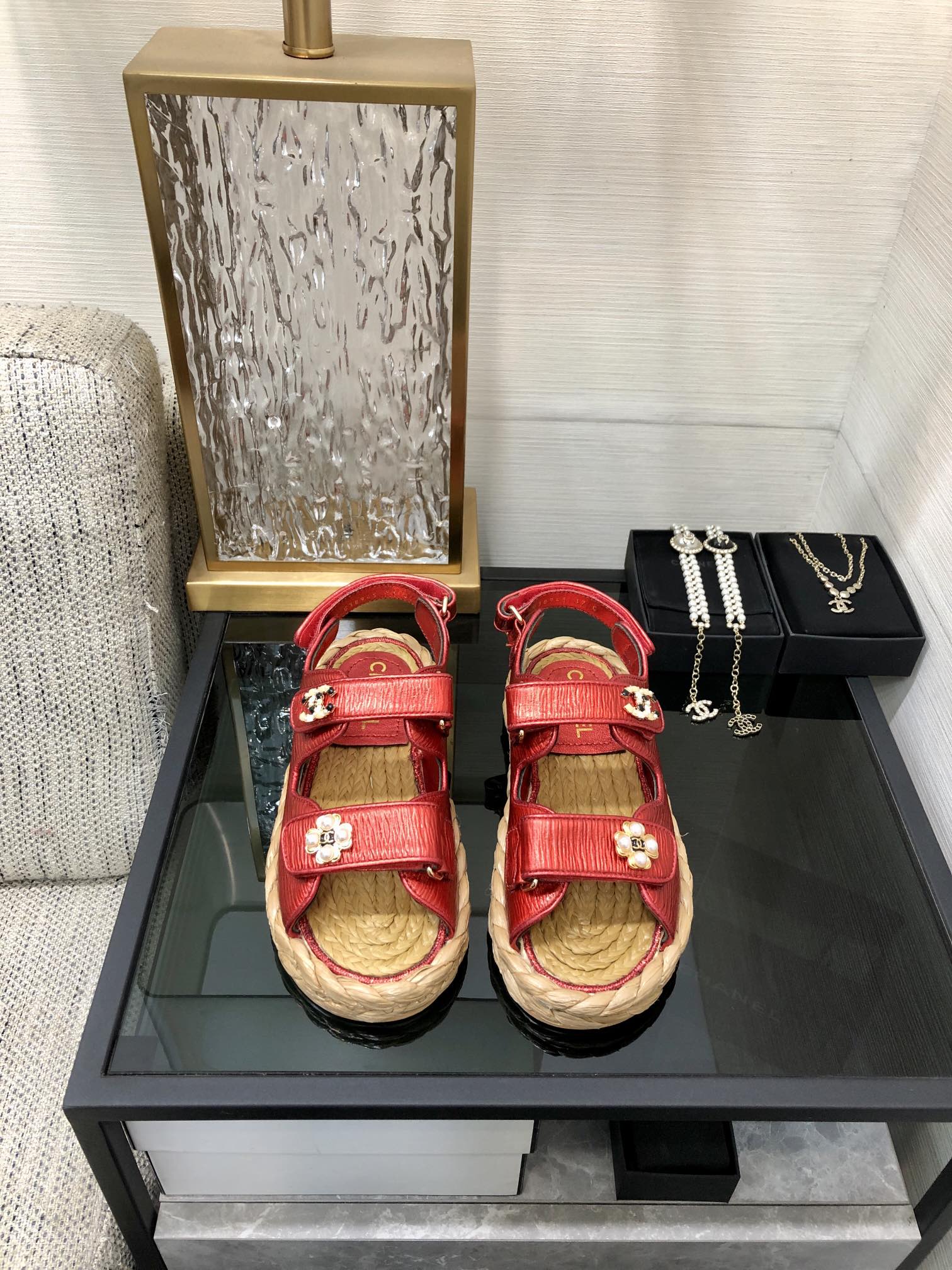CHANEL 2023 spring and summer latest woven velcro sandals Japan imported woven materials