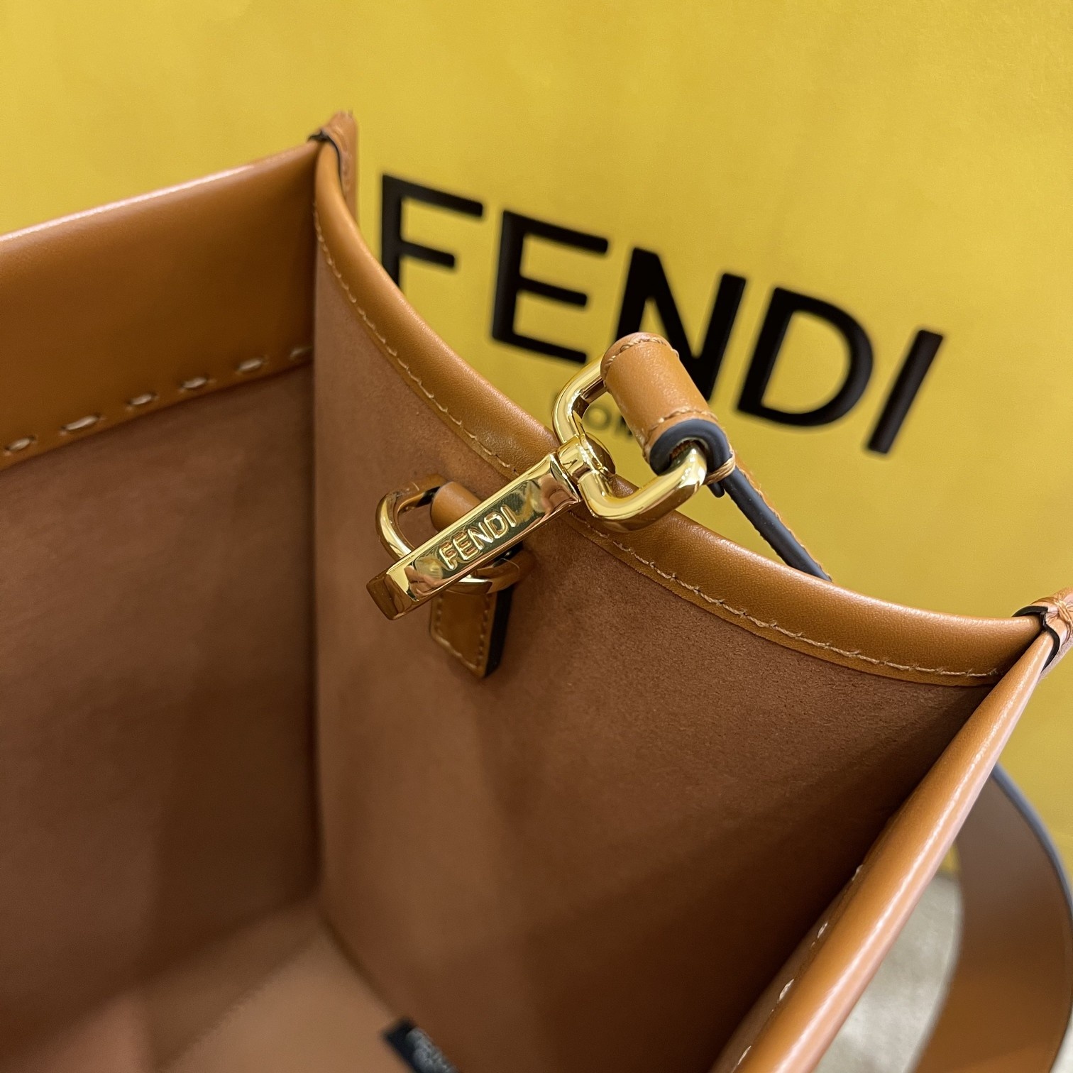 FENDI caramel small new size shine tote tote bag 