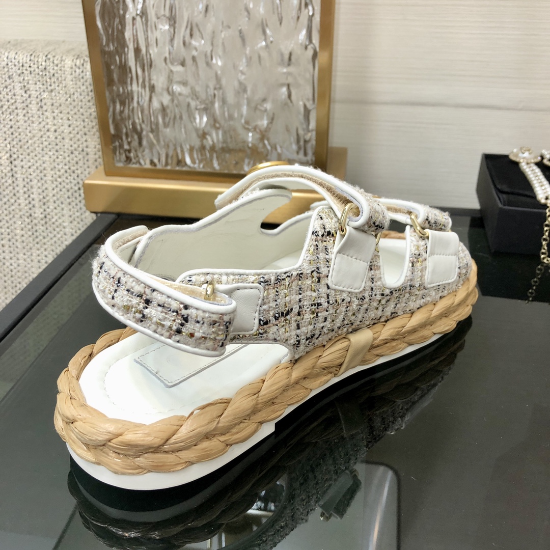 CHANEL 2023 spring and summer latest woven velcro sandals Japan imported woven materials