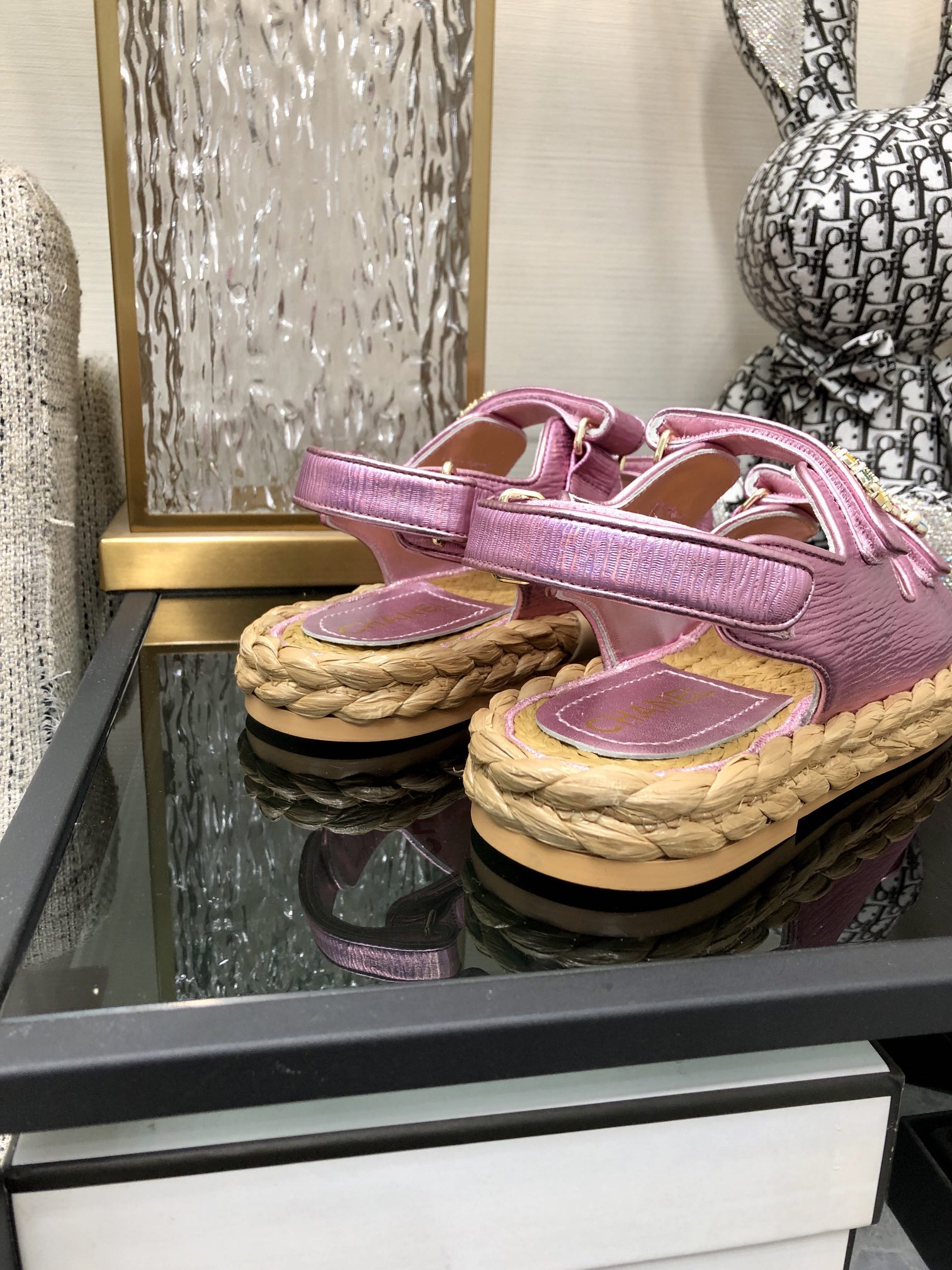 CHANEL 2023 spring and summer latest woven velcro sandals Japan imported woven materials