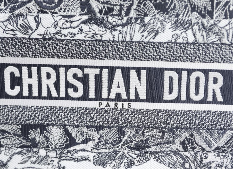 DIOR TOTE blue striped tiger pattern