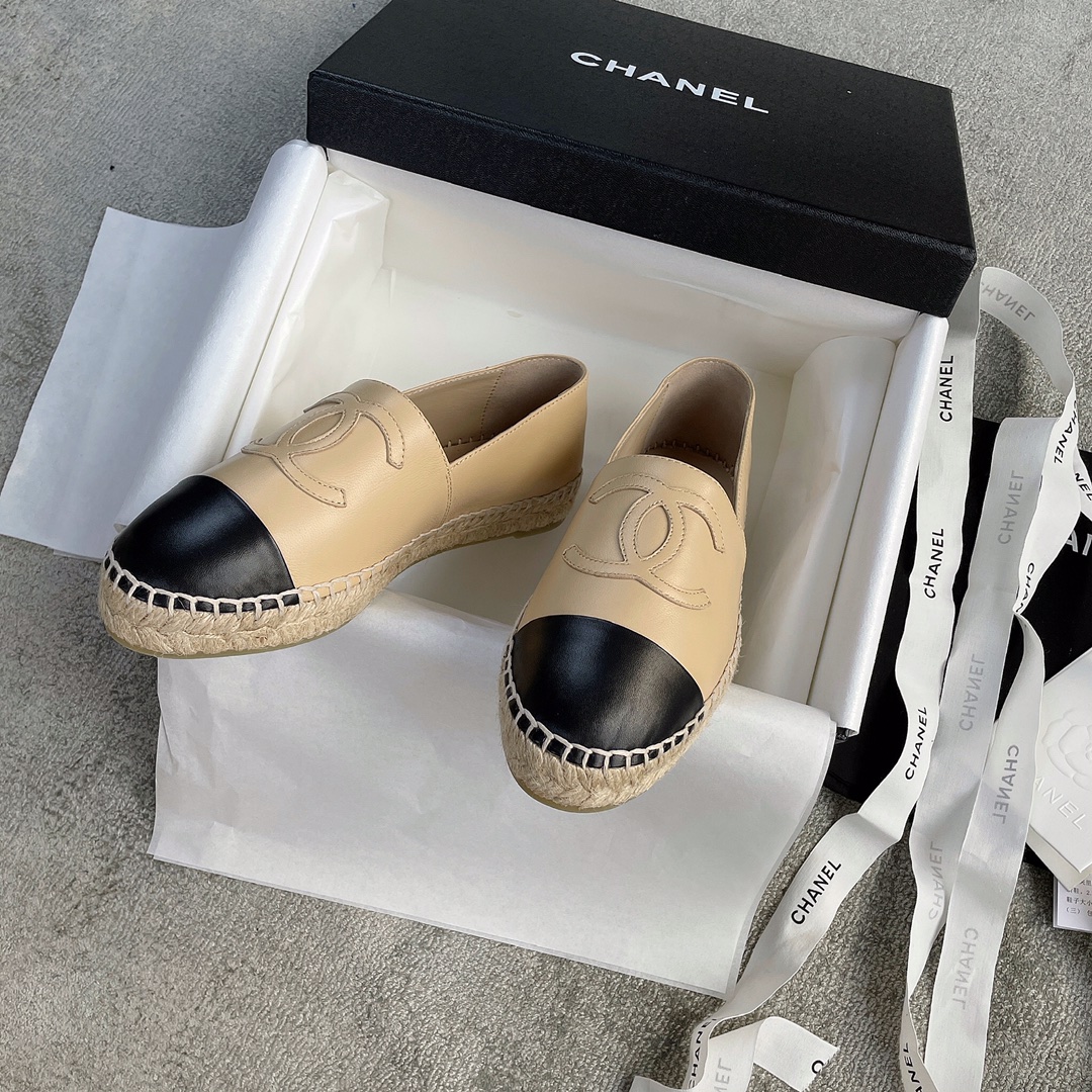 CHANEL fisherman shoes custom mixed sheepskin imported leather embryo leather upper soft inner cushion sheepskin
