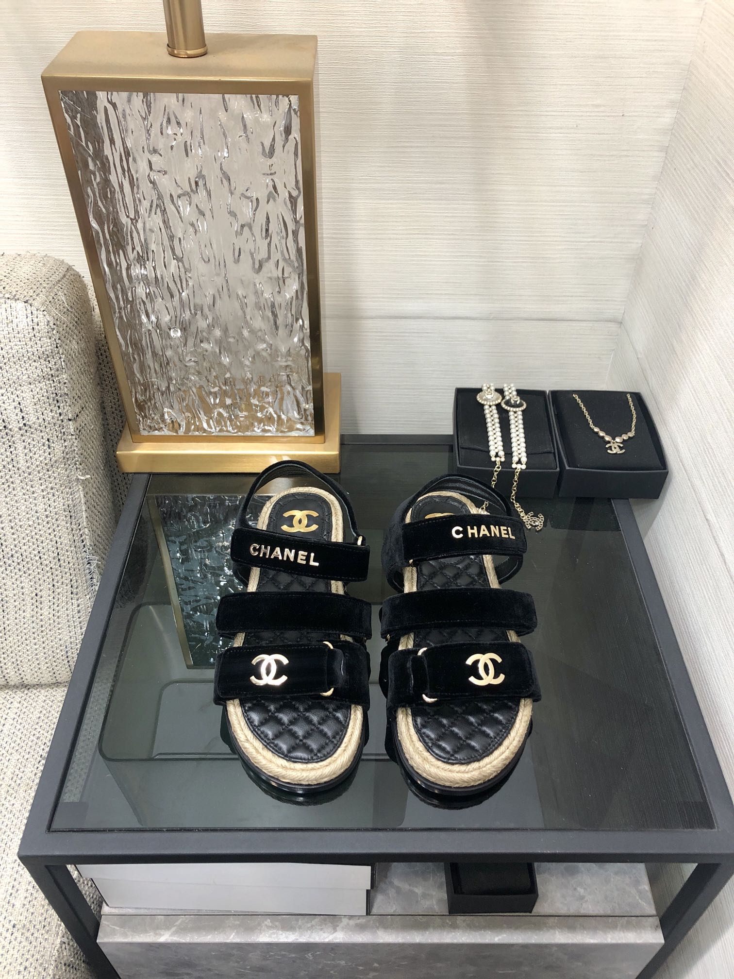 CHANEL 2023 spring and summer latest woven velcro sandals Japan imported woven materials