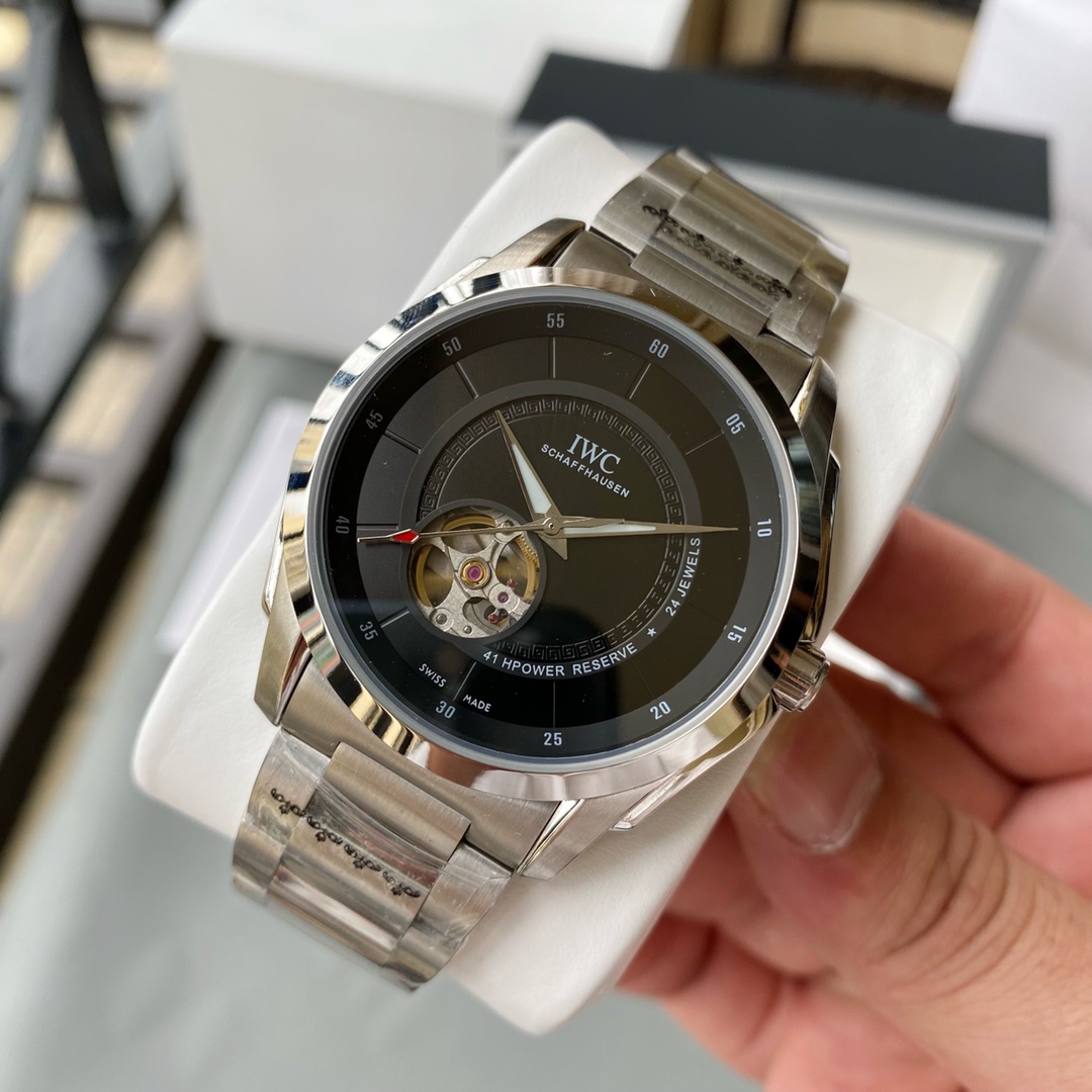 IWC- Simple three-hand skeleton men's boutique watch Automatic Japan Citizen 82S0 skeleton movement