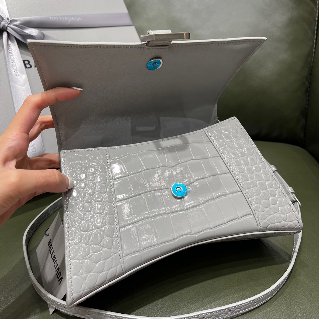 BALENCIAGA 𝐇𝐨𝐮𝐫𝐠𝐥𝐚𝐬𝐬𝐬 𝐒 crocodile-textured cowhide