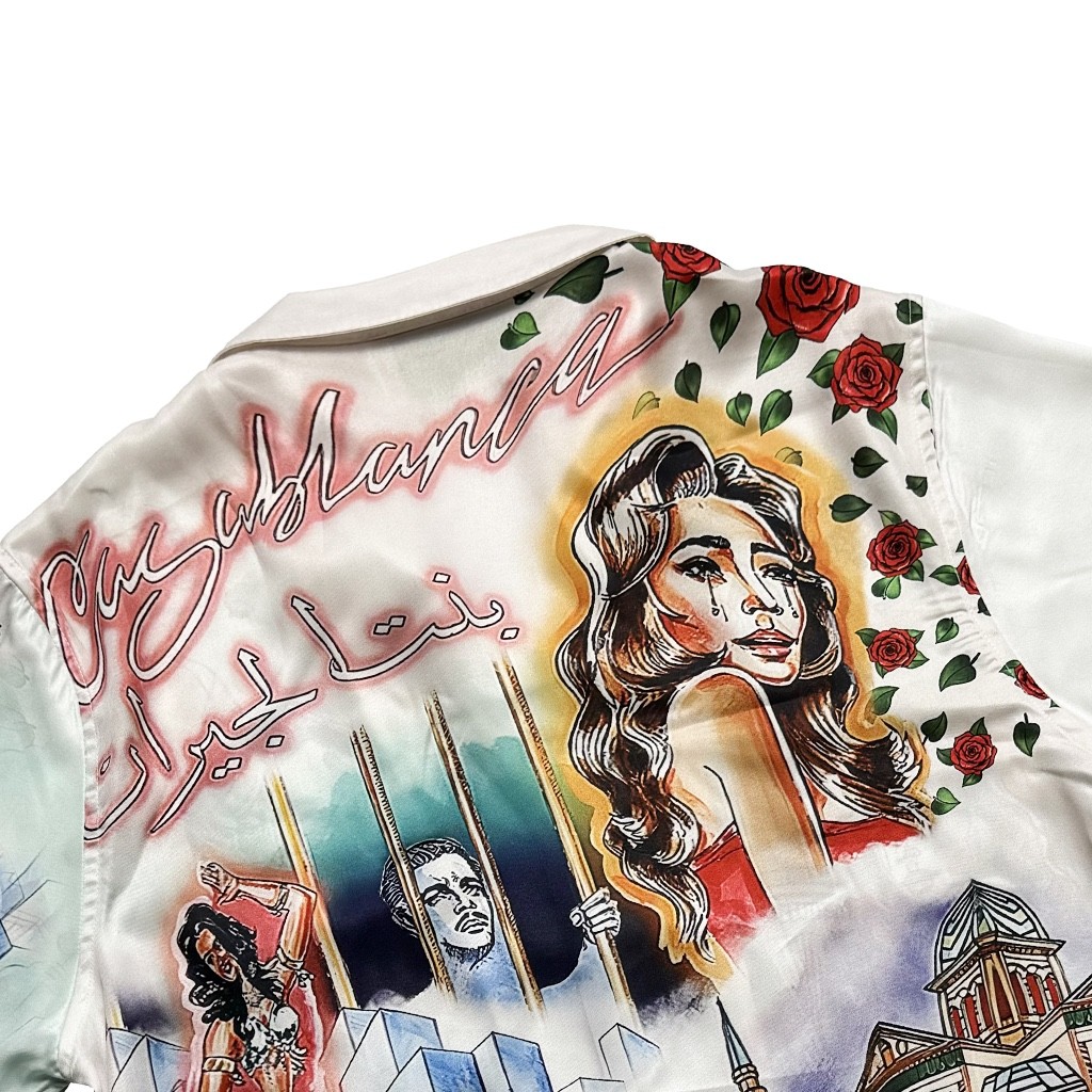 Casablanca Tenni movie theater, Hawaiian short sleeve vacation shirt