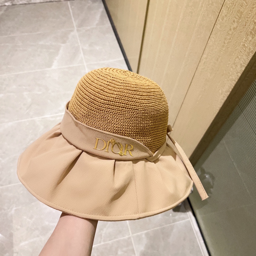 [Dior Dior] 2023 spring and summer style simple splicing sunset fisherman hat