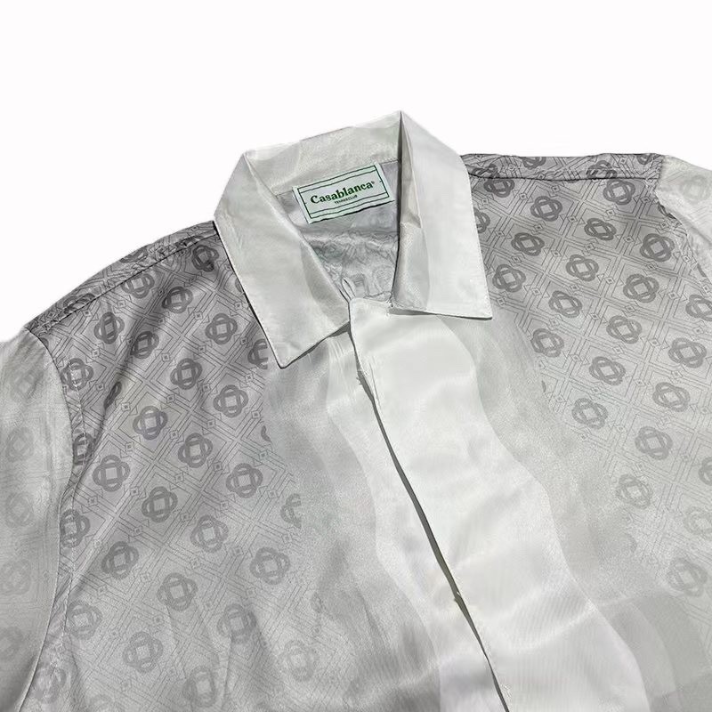 Casablanca 22SS guardian plaster, black and white gradient men and women lovers Hawaiian short-sleev