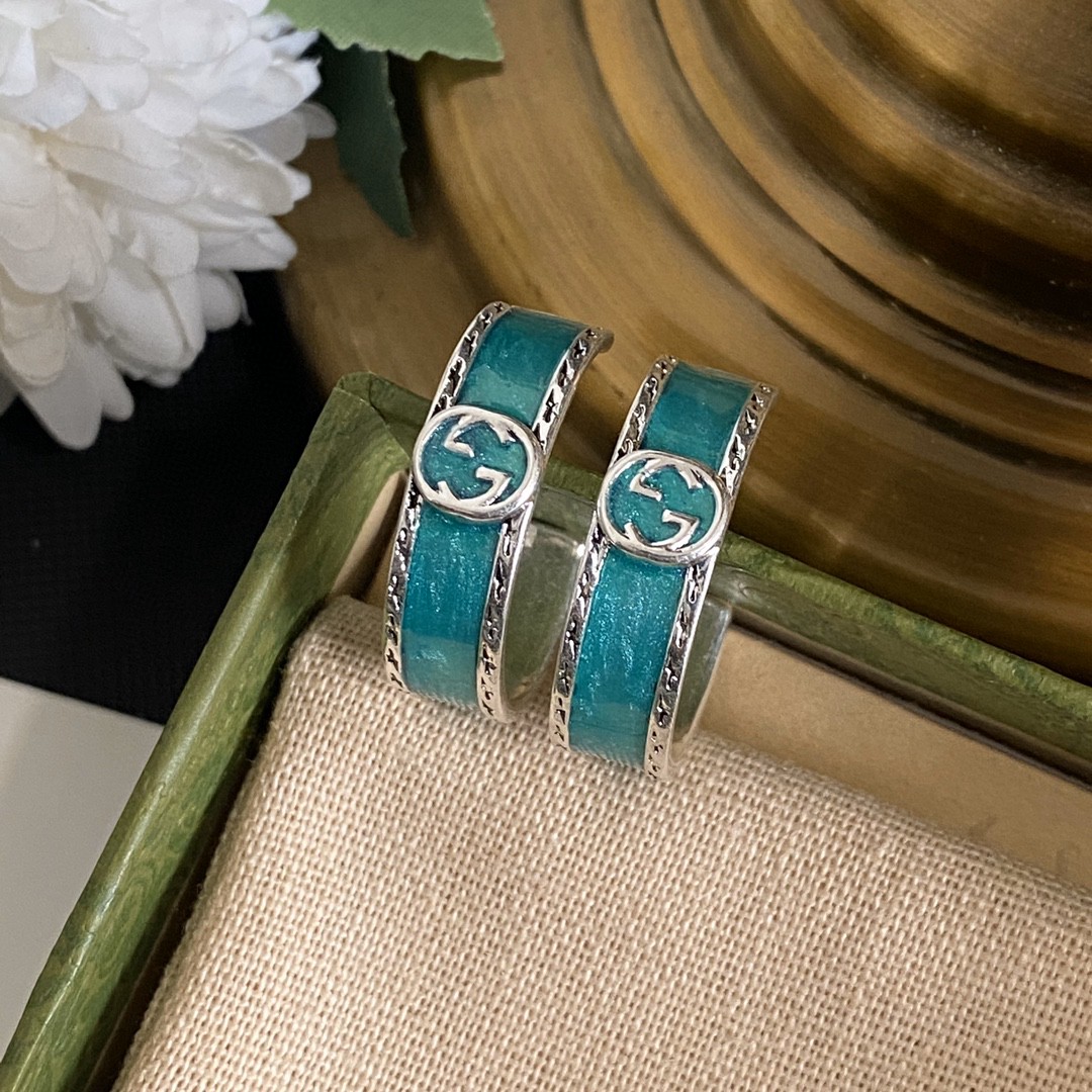 𝐆𝐮𝐜𝐜𝐢 star aquamarine hoop earrings