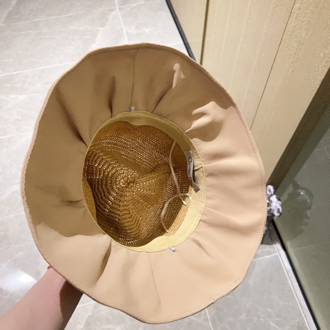 [Dior Dior] 2023 spring and summer style simple splicing sunset fisherman hat
