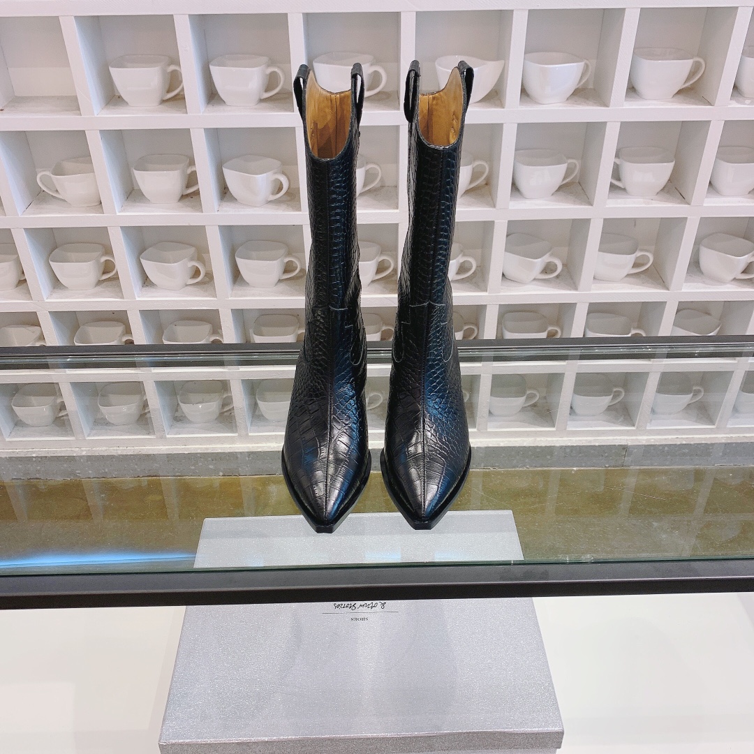 𝙎𝙏𝙊𝙍𝙄𝙀𝙎 STORIES | ²⁰²⁰⁰ Crocodile Western Cowboy Boots Chunky Heel Long Boots Autumn/Winter New Explosive on New