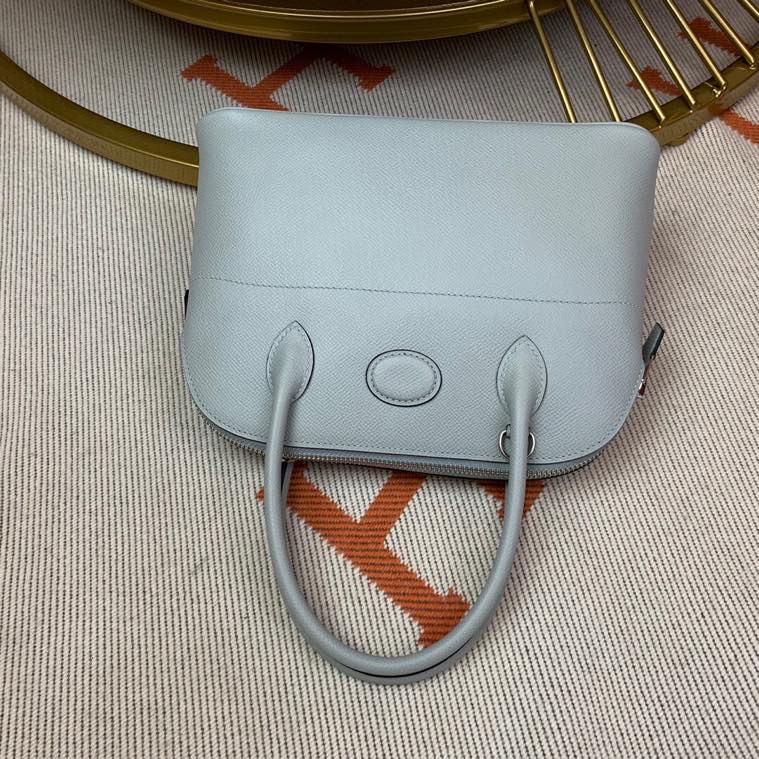 Bolide 27cm Imported original Epsom leather half hand waxed stitching glacier blue silver buckle