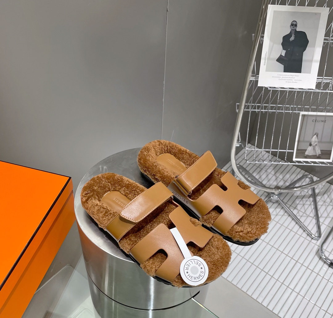 Hermes teddy fur uncle shoes