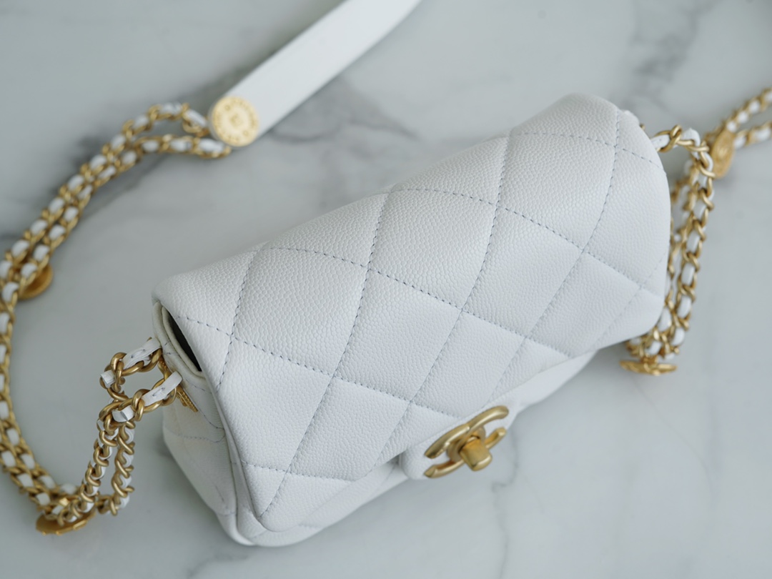 𝗖𝗛𝗔𝗘𝗡𝗟✦22A Advanced Handcraft Workshop Gold Coin Cover Bag Fang Fatty Genuine Leather