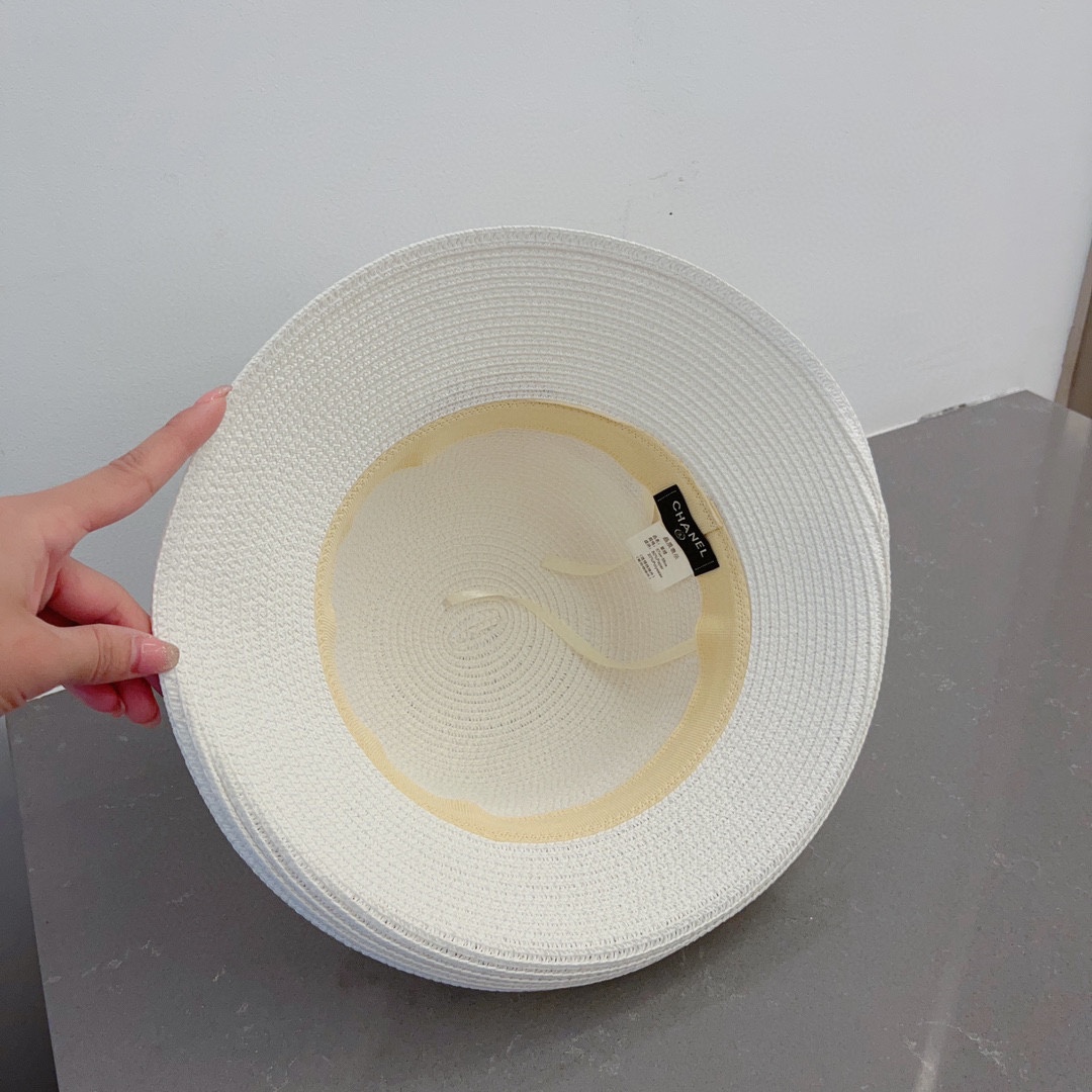 CHANEL socialite straw hat, polka dot hat