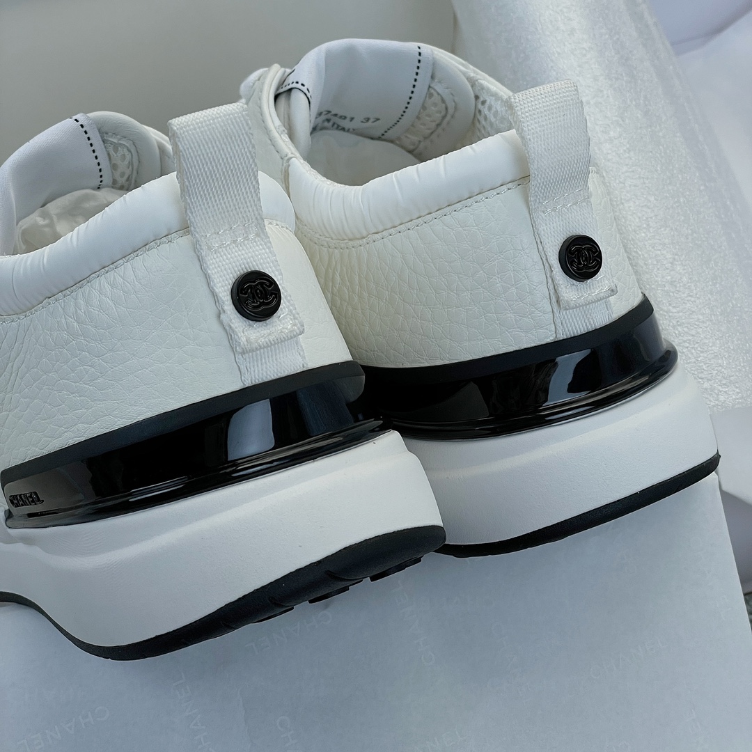 Autumn and winter explosion Chanel sneakers imported lychee grain cowhide breathable network TPU outsole